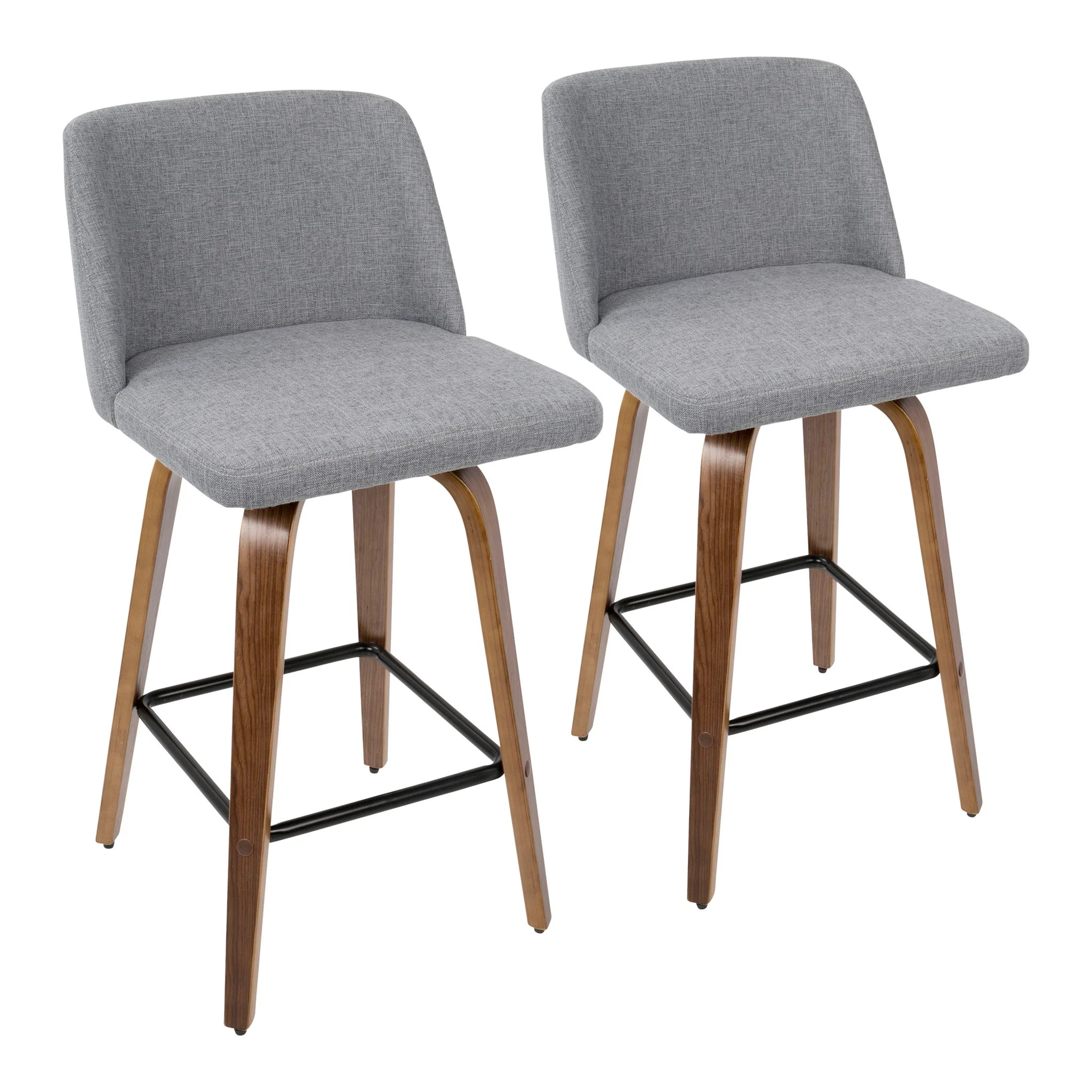 Toriano - Mid Century Modern Fixed Height Counter Stool & Square Footrest (Set of 2) - Image 6