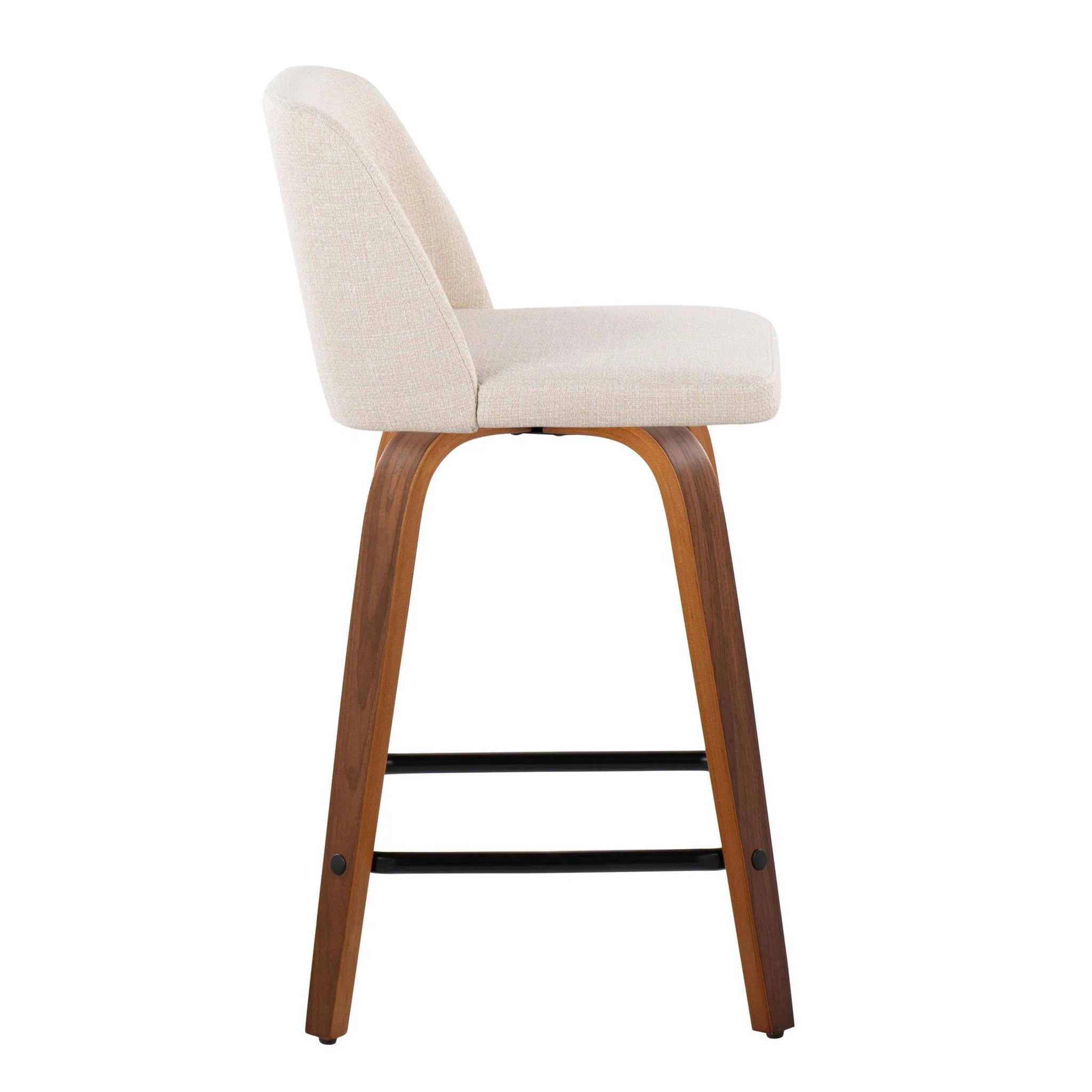 Toriano - Mid Century Modern Fixed Height Counter Stool With Swivel & Square Footrest (Set of 2) - Image 9