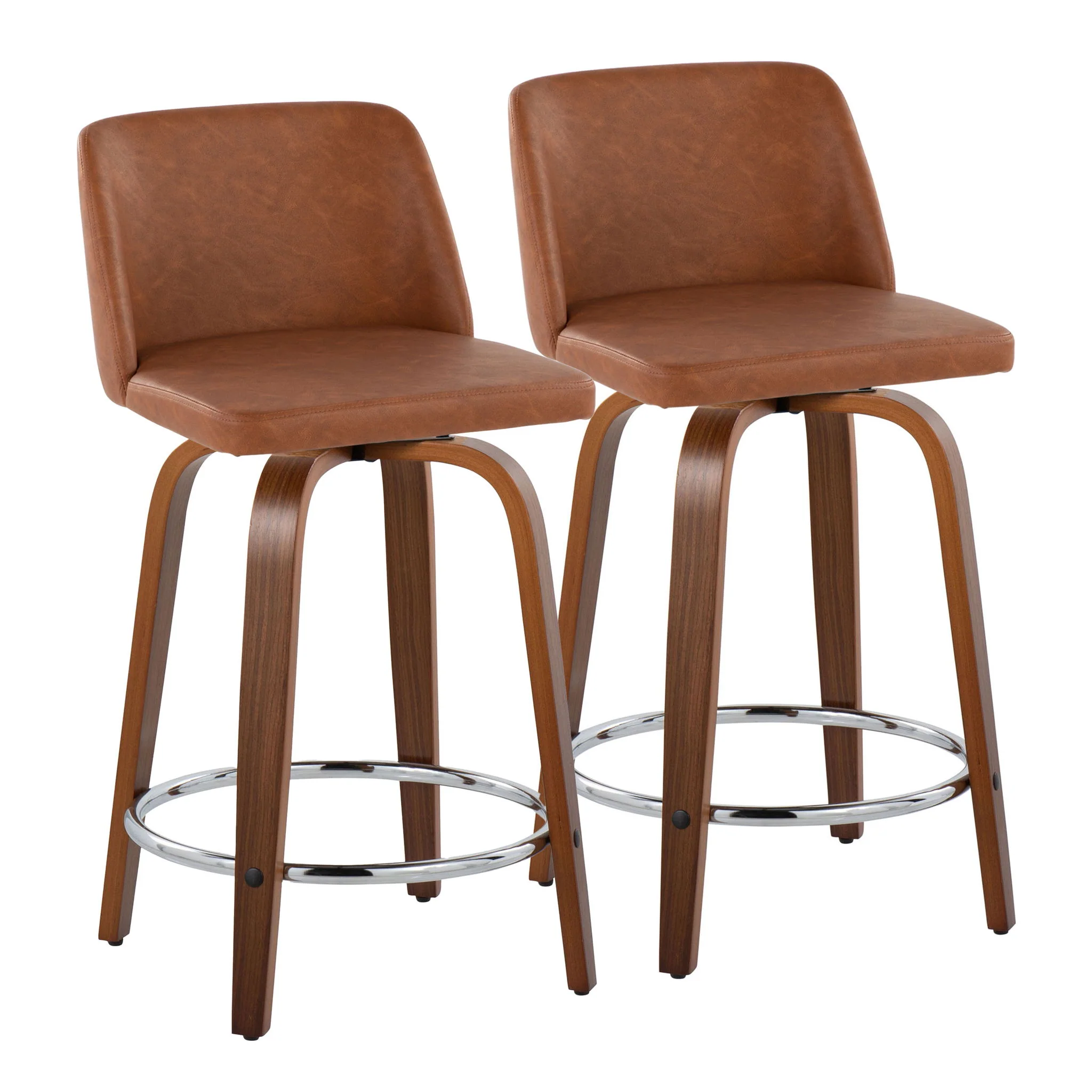 Toriano - Mid Century Modern Fixed Height Counter Stool With Swivel With Round Footrest (Set of 2) - Image 6
