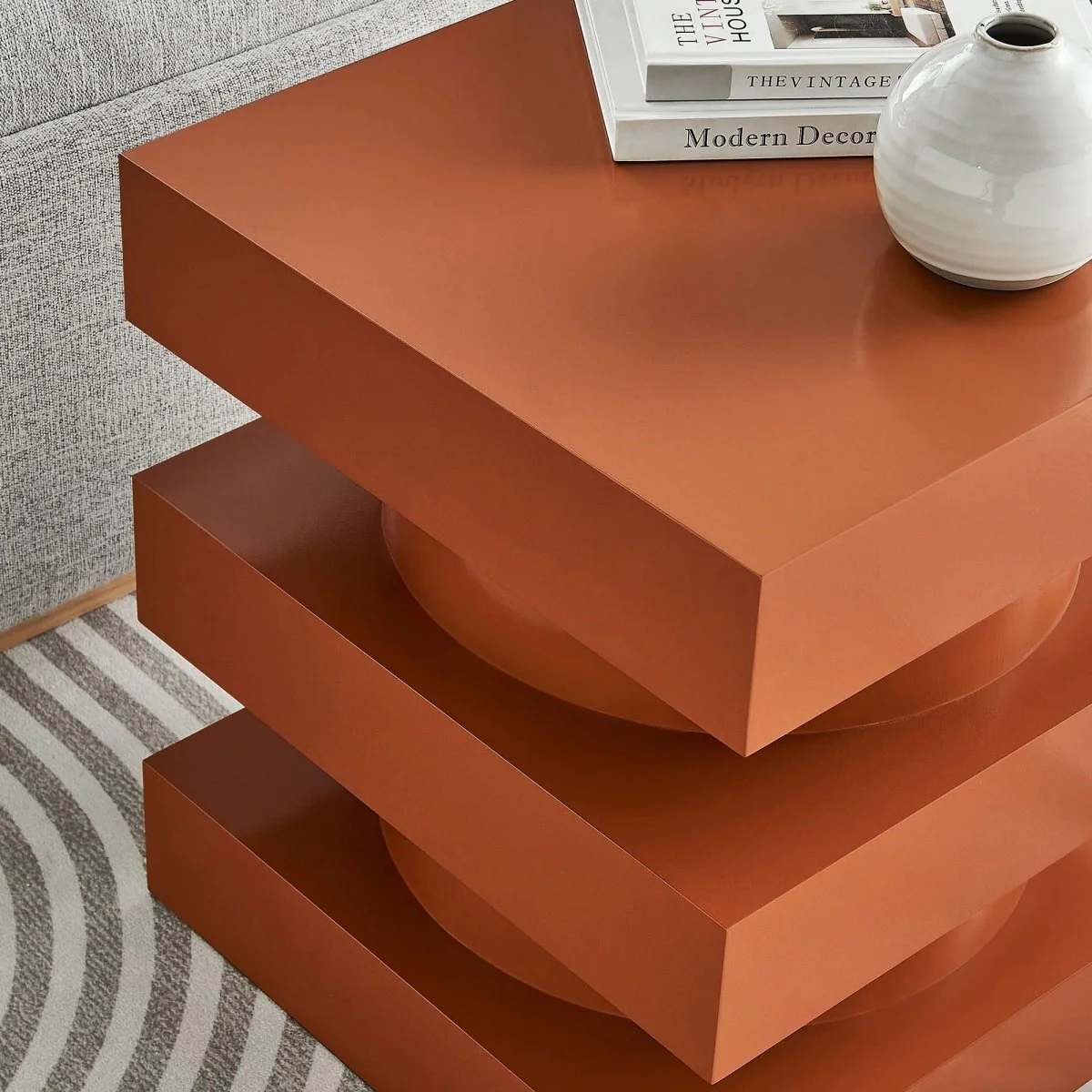 Totem Wood Side Table Stacked Design – 18 Inch Square - Image 14