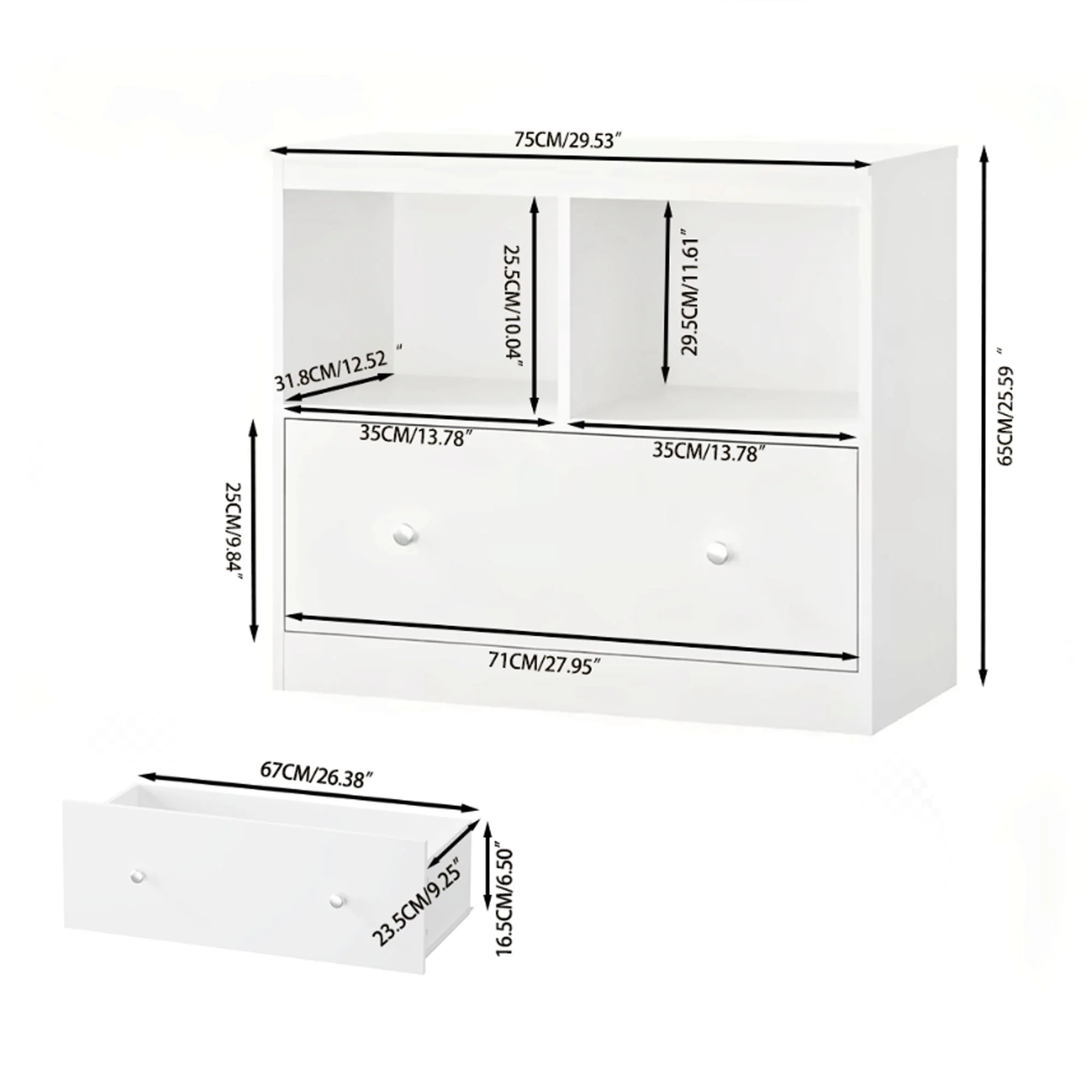 Toy Storage Organizer With Large Drawer And Low Bookshelf For Nursery & Playroom - White - Image 8