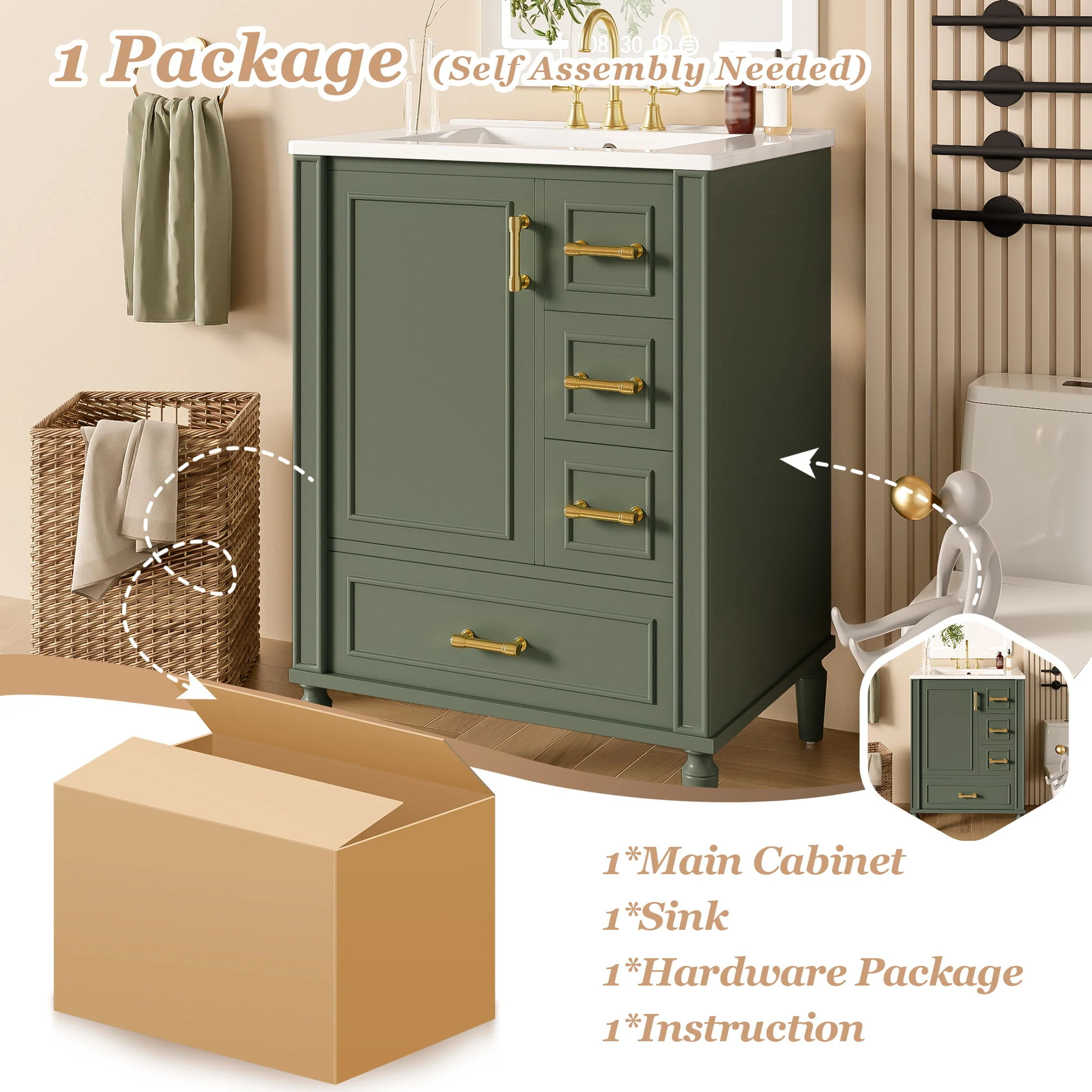 Traditional Bathroom Vanity Set With Soft Close Doors - Image 48