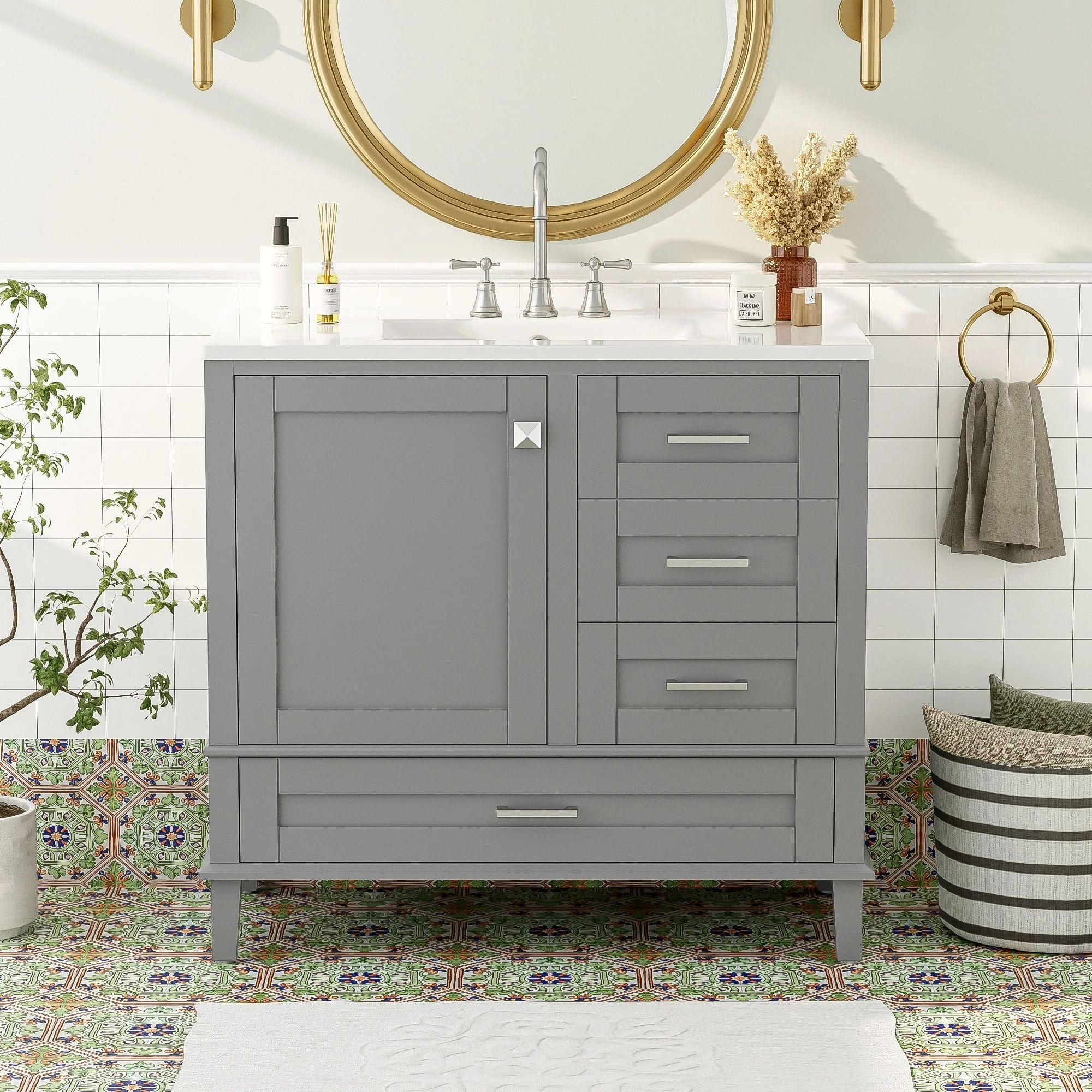 Traditional Bathroom Vanity Set With Soft Close Doors - Image 54