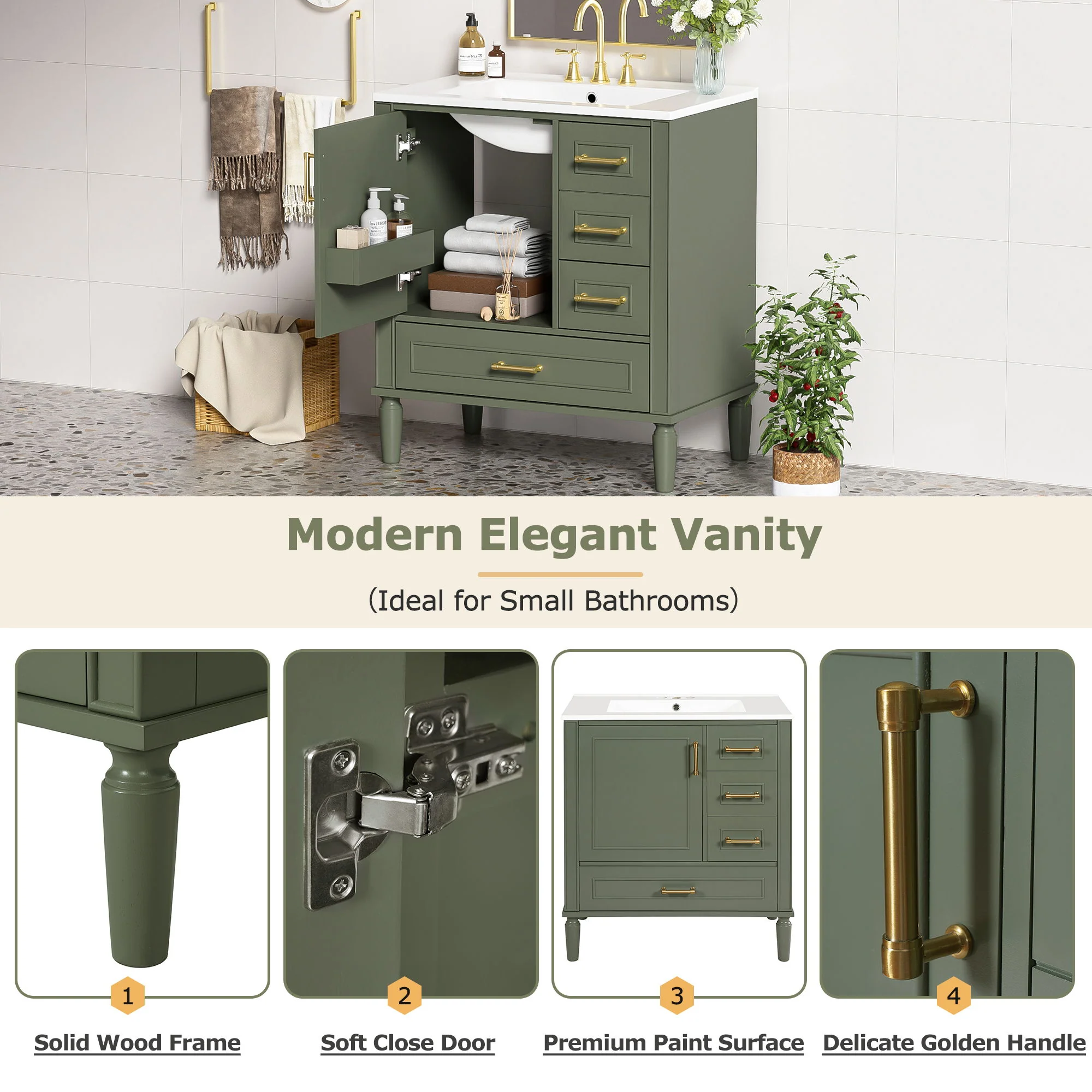 Traditional Bathroom Vanity Set With Soft Close Doors - Image 57