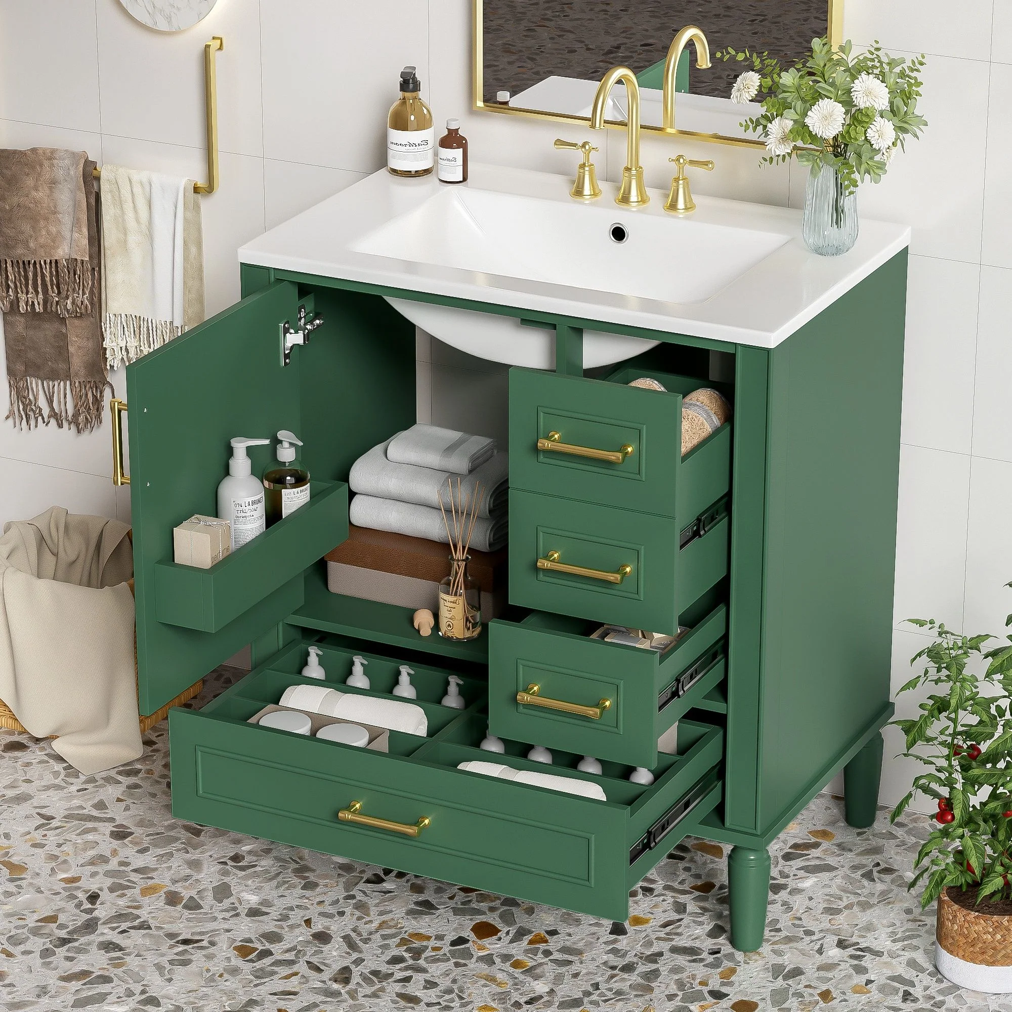 Traditional Bathroom Vanity Set With Soft Close Doors - Image 71