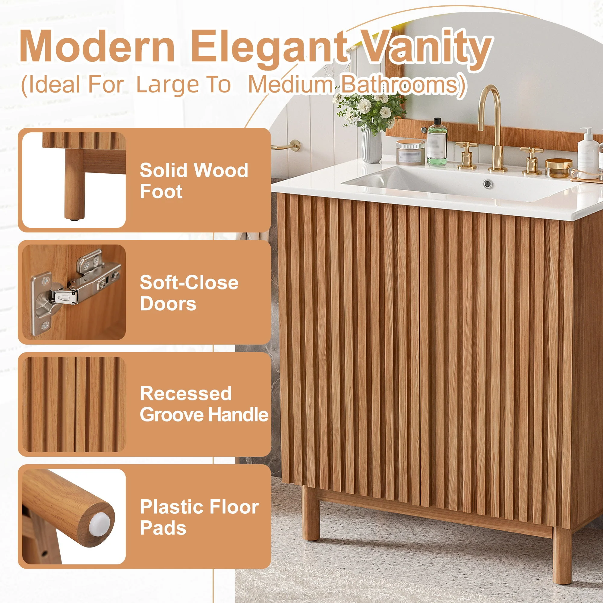 Traditional Bathroom Vanity With Ceramic Sink - Image 5