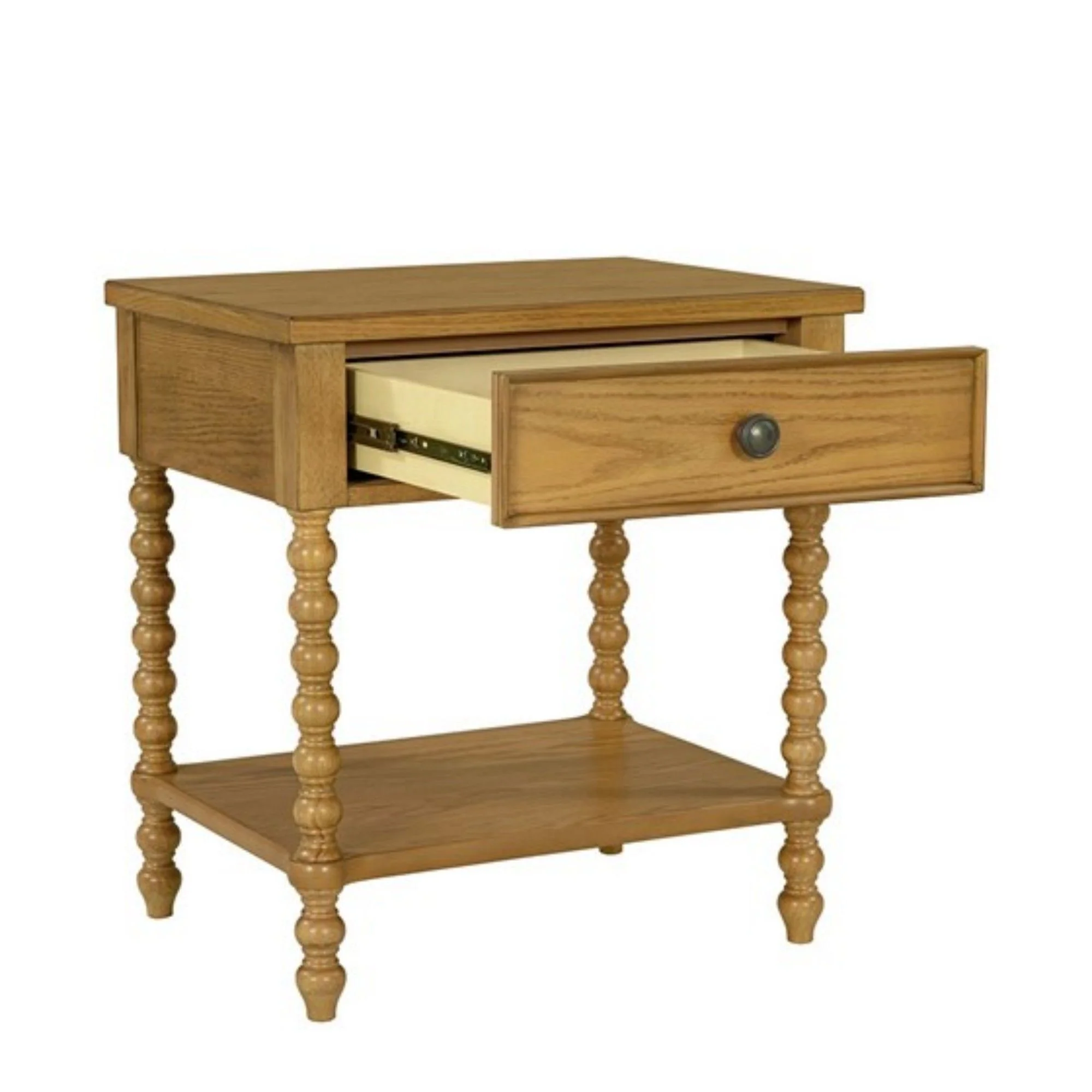 Traditional Durable Nightstand Table With Drawer And Shelf - Image 2