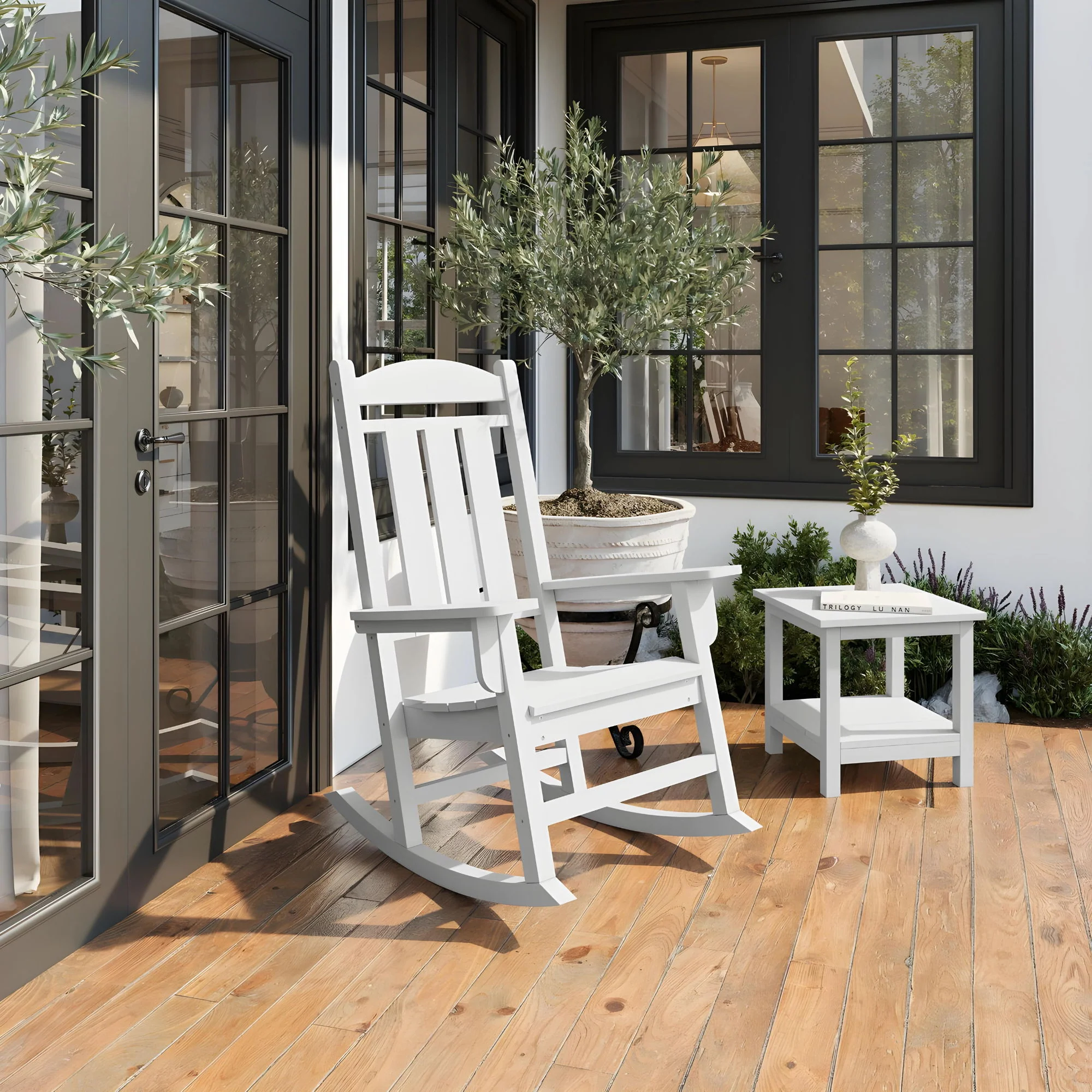 Traditional Porch Rocker Classic HDPE Poly Lumber For Porch, Patio, And Garden Comfort - Image 11