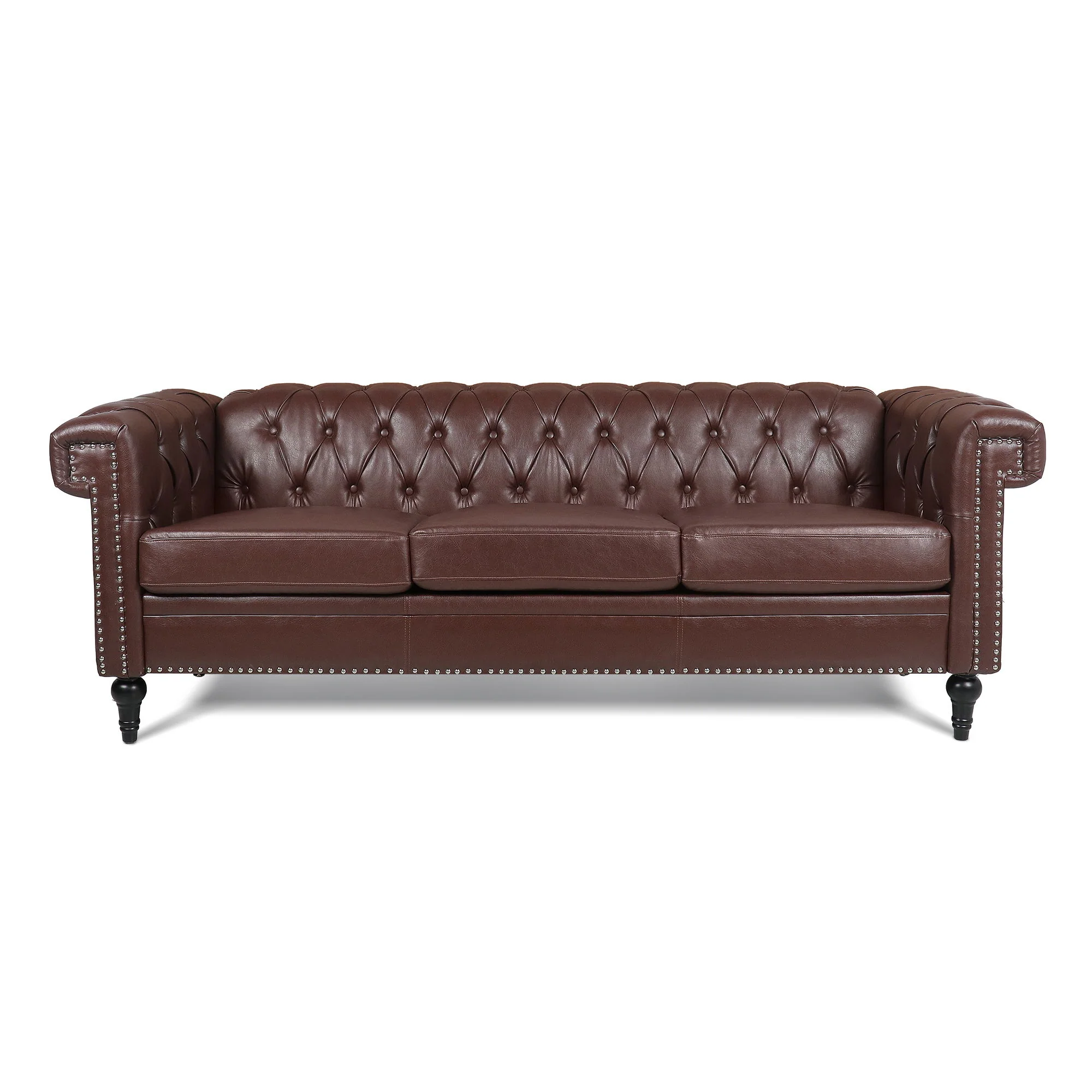 Traditional Square Arm Removable Cushion 3 Seater Sofa - Image 11