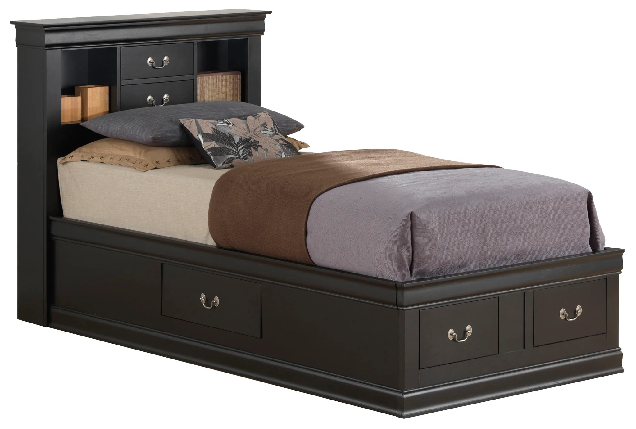 Traditional Style Bookcase Storage Bed - Image 7