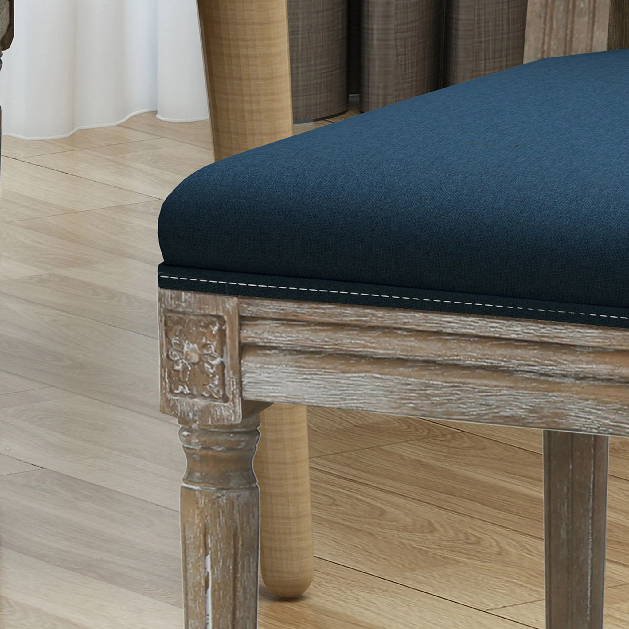 Traditional Style Dining Chair Set With Fabric Upholstery - Image 6