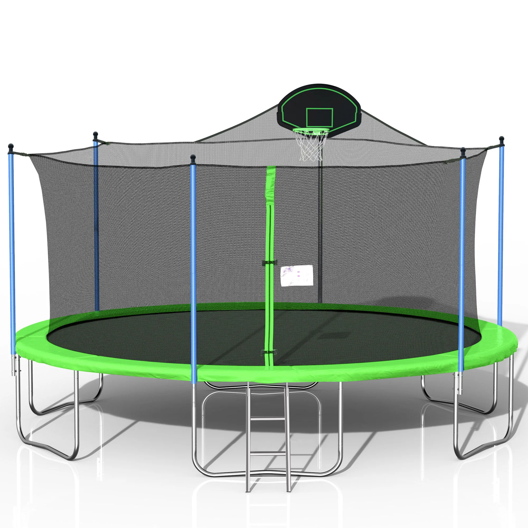 Trampoline For Adults & Kids With Basketball Hoop, Outdoor Trampolines With Ladder And Safety Enclosure Net For Kids And Adults - Image 2