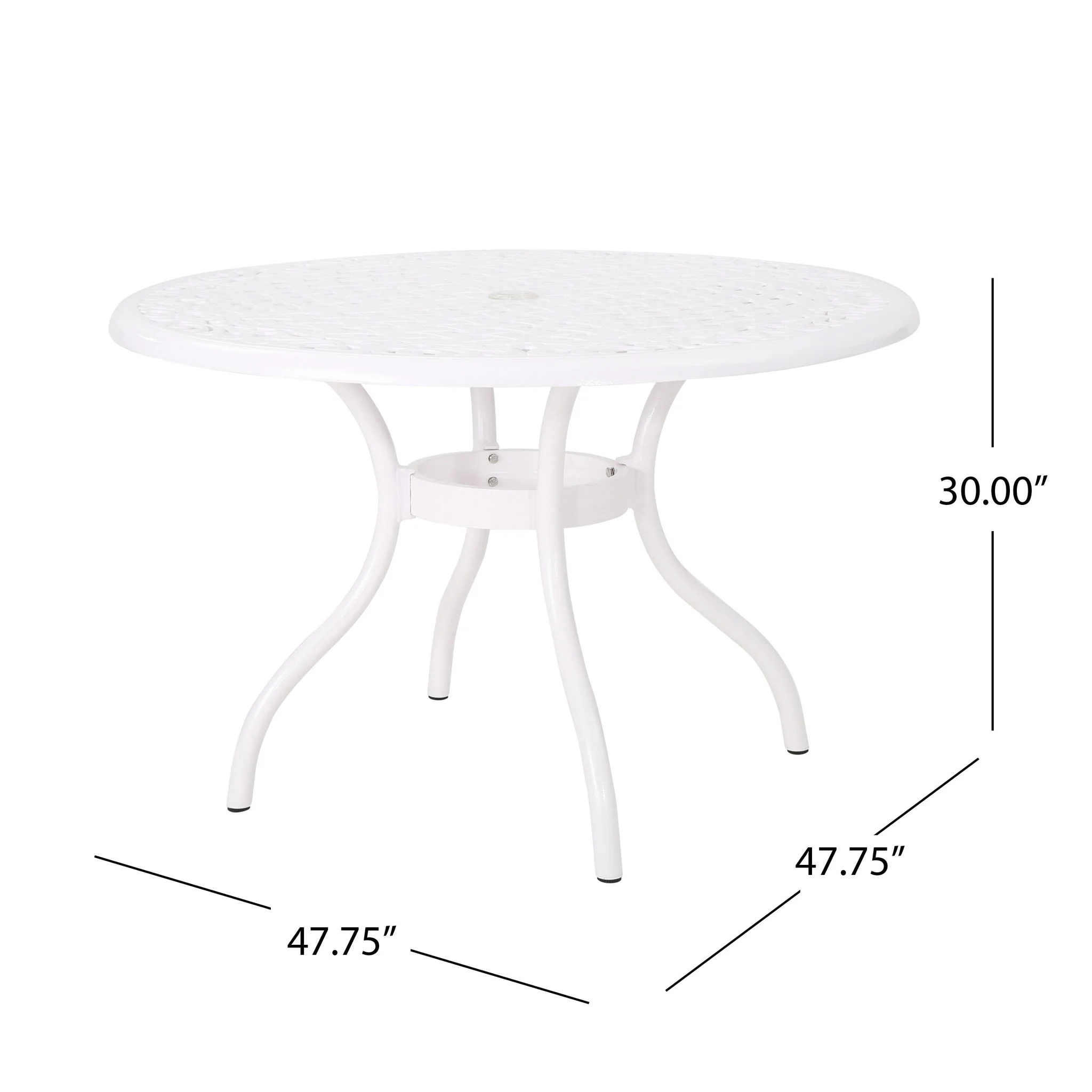 Tranquilius - Outdoor Round Dining Table With Lattice Tabletop, Umbrella Hole And Curved Legs - Image 11
