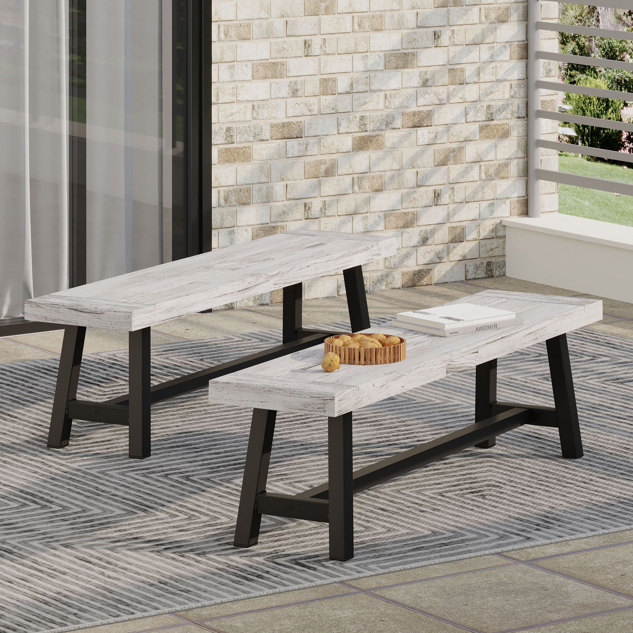 Tranquilizer - Outdoor Acacia Wood Bench With Slat Panel Design - Image 39