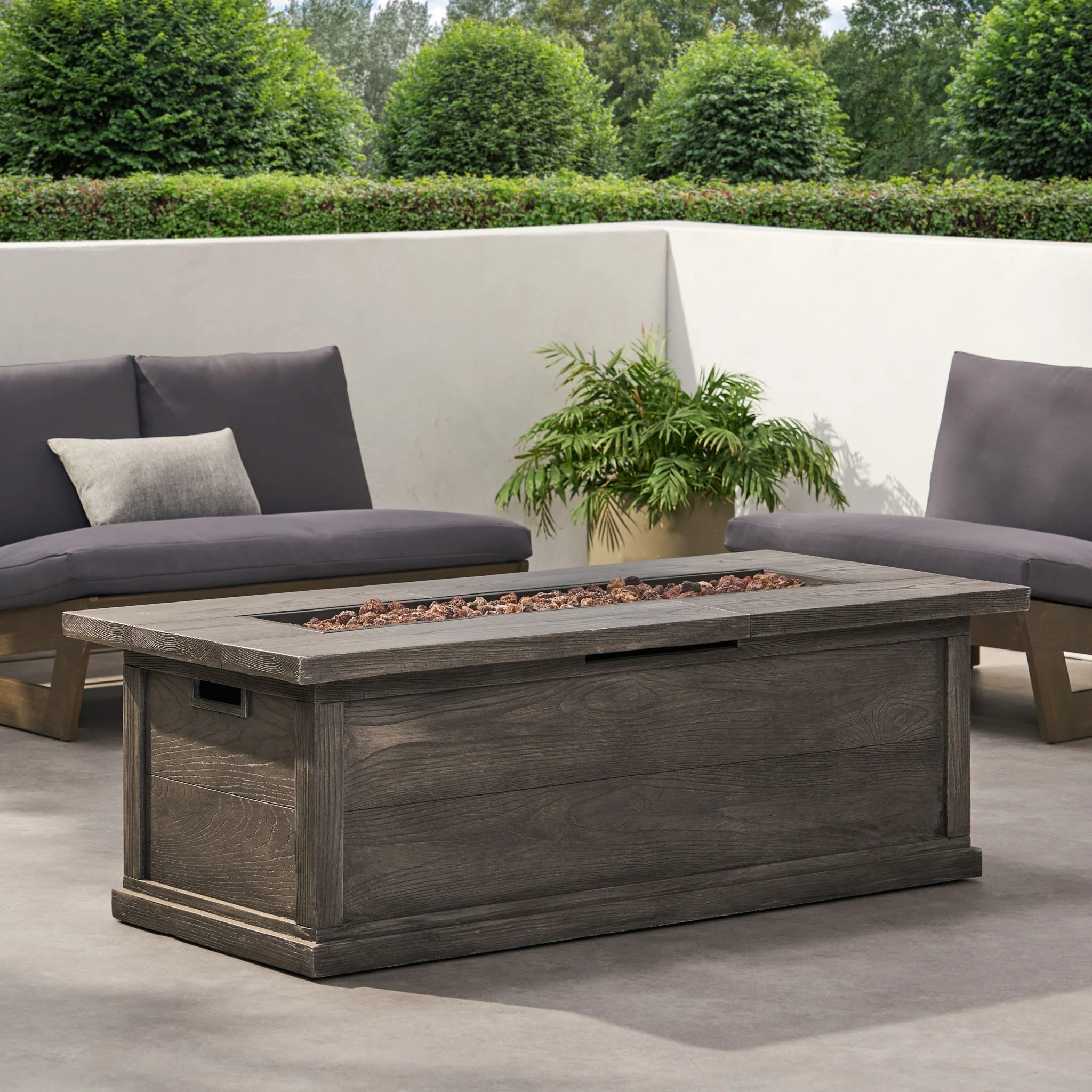 Transitional Rectangular Outdoor Propane Fire Pit Table 56x19in - Image 6