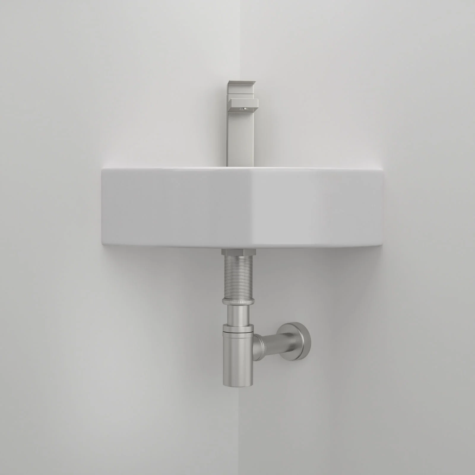 Triangle Porcelain Wall Mount Vessel Sink With Single Faucet Hole & Overflow - White - Image 5