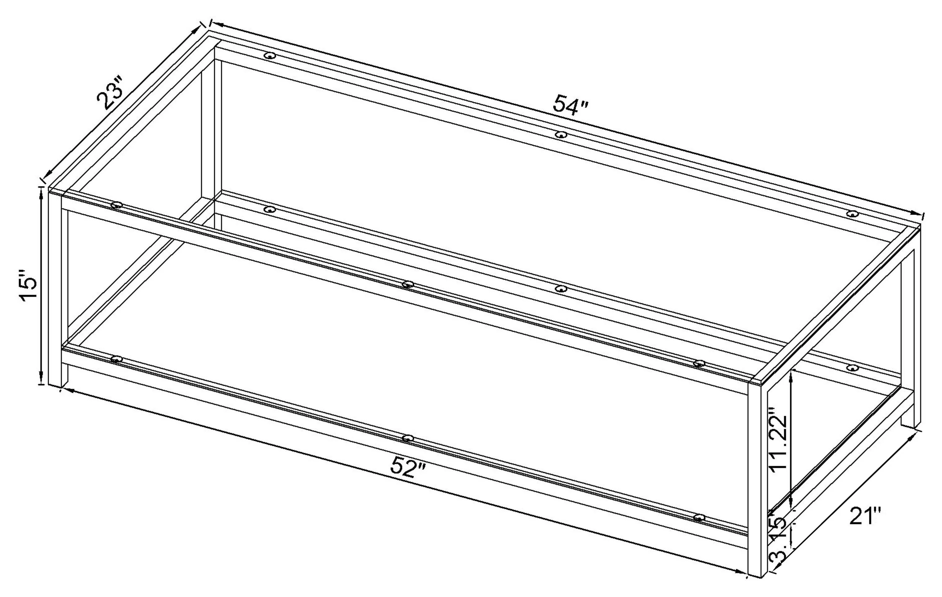 Trini 1-Shelf Glass Top Coffee Table, Black Nickel - Image 2