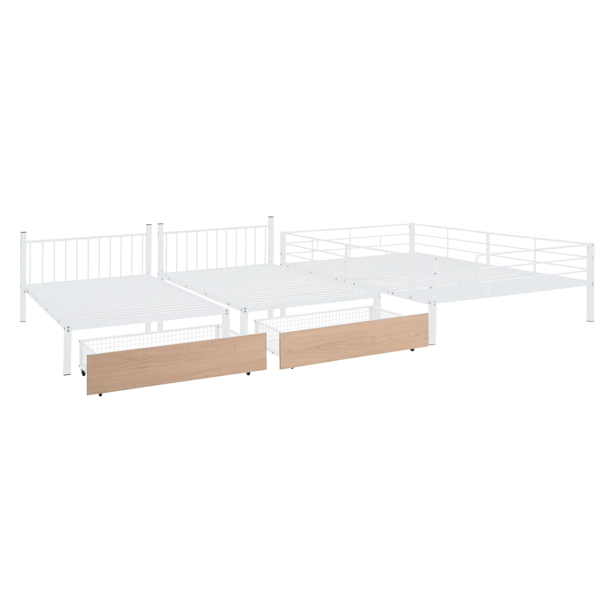 Triple Bunk Bed With Drawers, Multi-Functional Frame With Desks And Shelves In The Middle - Image 11