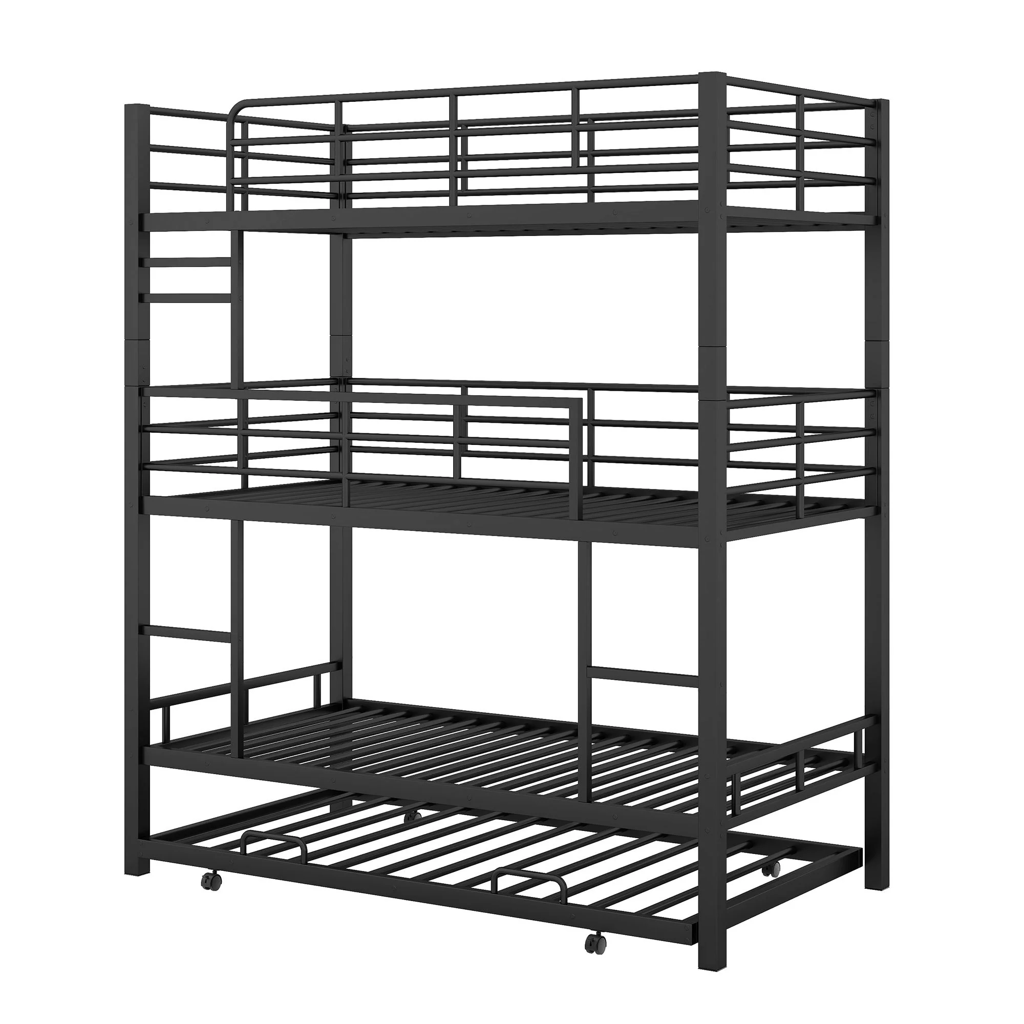 Triple Bunk Bed With Trundle, Heavy Duty Steel Construction - Image 8