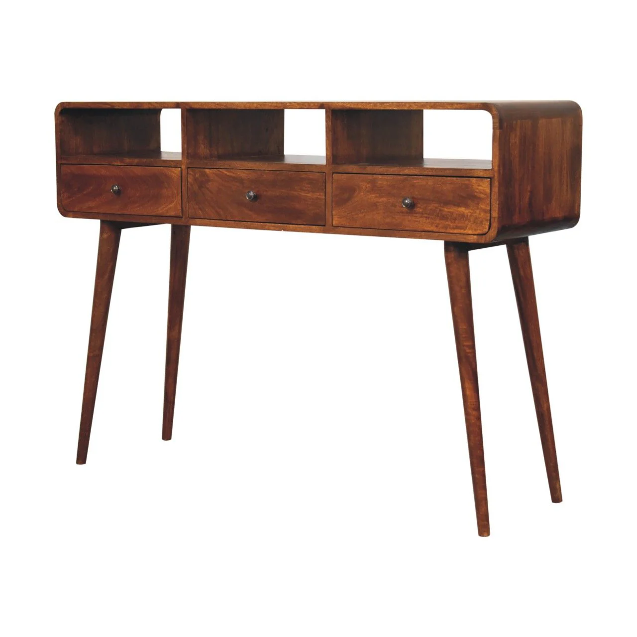 Triple Curved Console Table - Brown - Image 4