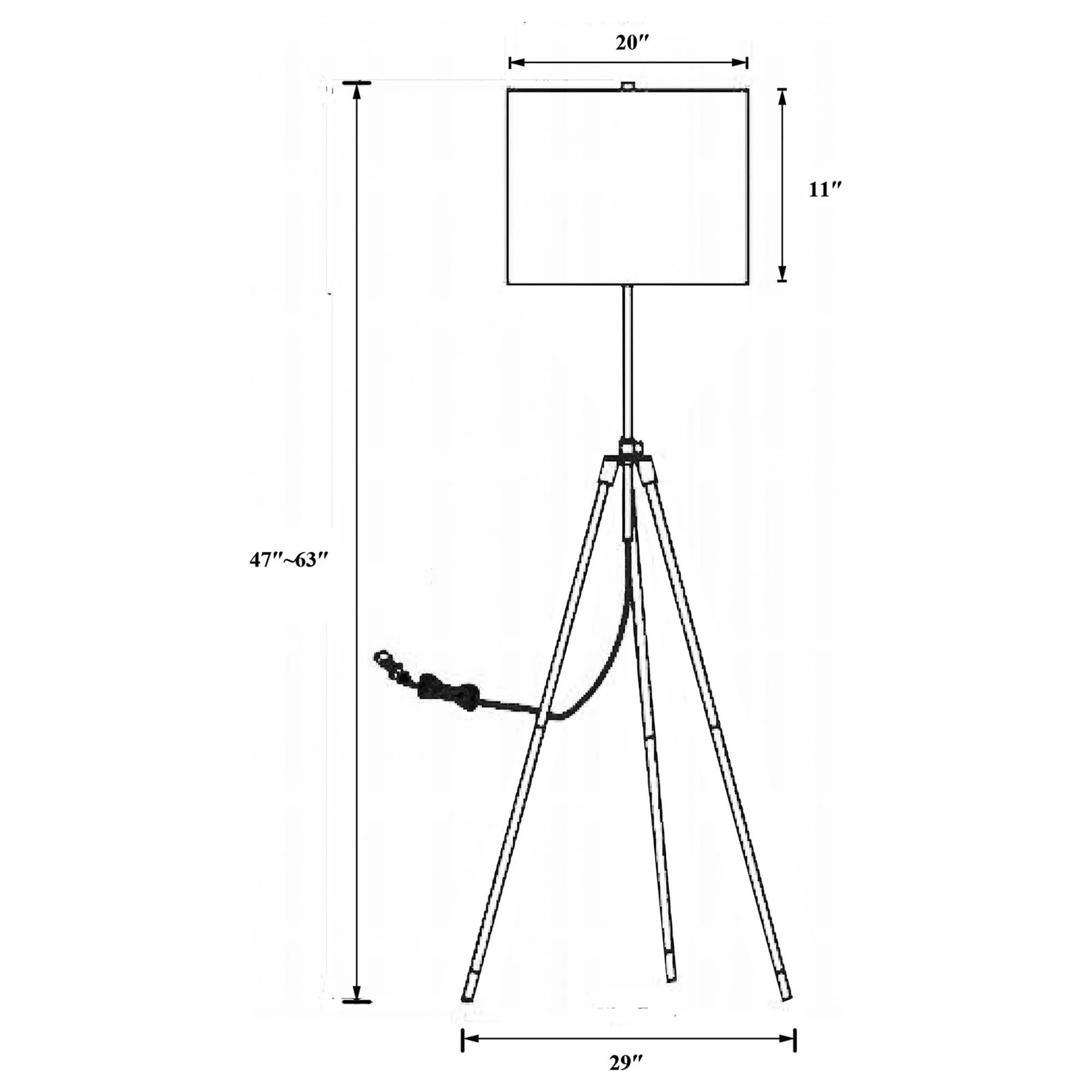 Tripod Drum Shade Floor Lamp With Rotary Switch - Black - Image 6