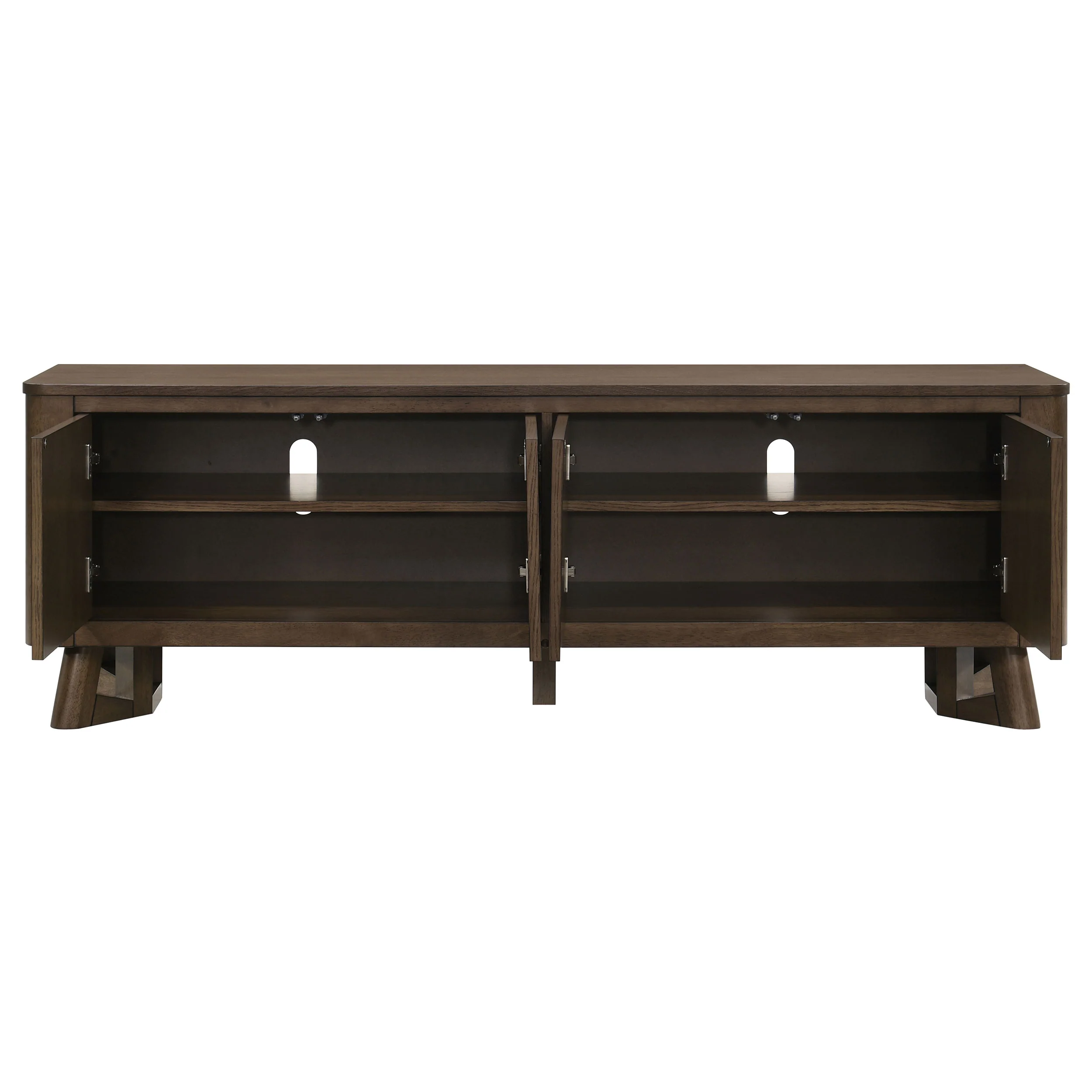 Trotter 71-Inch 4-Door Wood TV Stand, Brown - Image 2