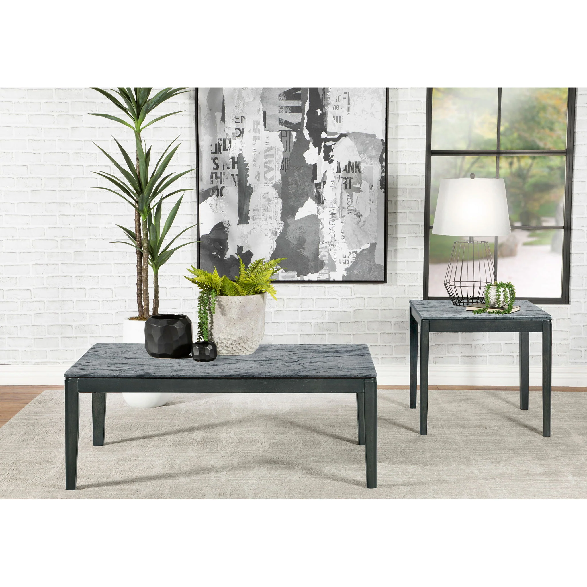 Tryon - Marble 2 Piece Coffee And End Table Set - Gray - Image 9