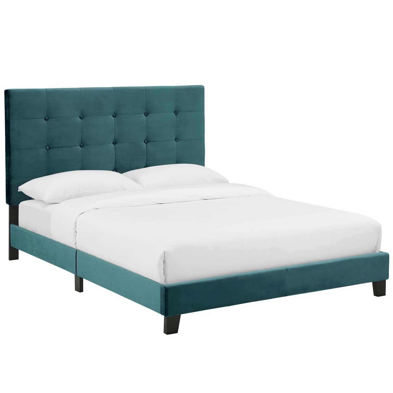 Tufted Button Performance Velvet Platform Bed - Image 21