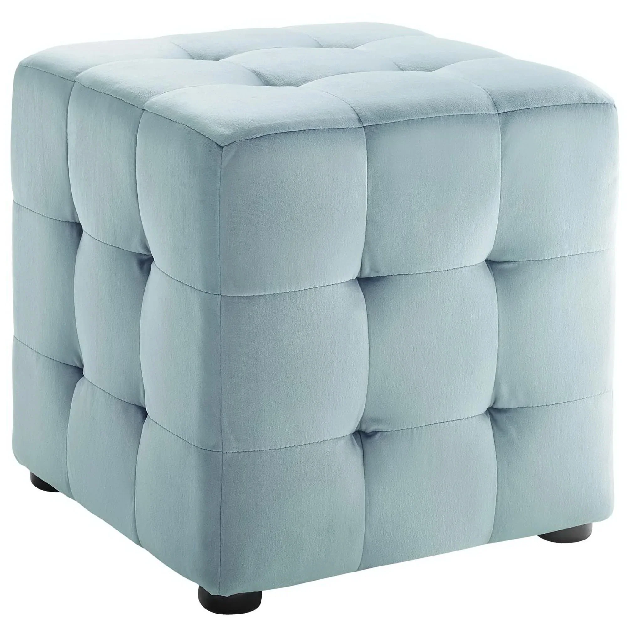 Tufted Cube Velvet Ottoman – 15 Inch Upholstered - Image 16