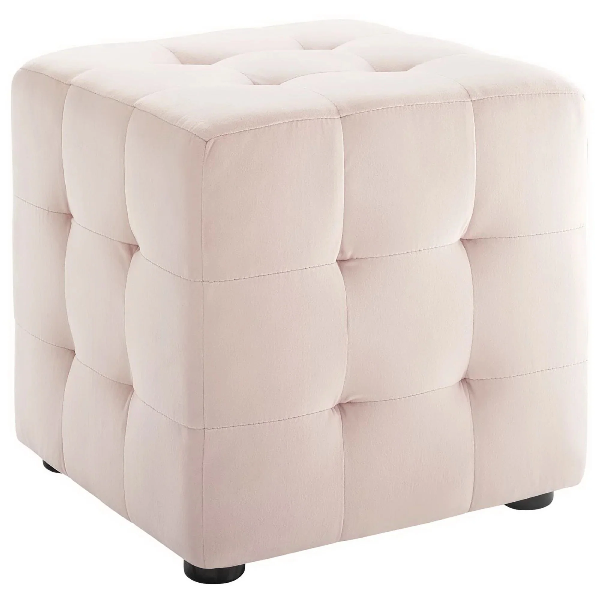 Tufted Cube Velvet Ottoman – 15 Inch Upholstered - Image 21