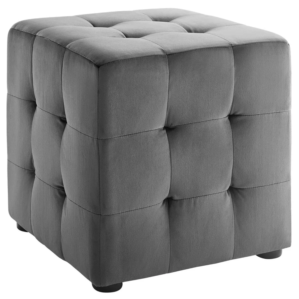 Tufted Cube Velvet Ottoman – 15 Inch Upholstered - Image 6