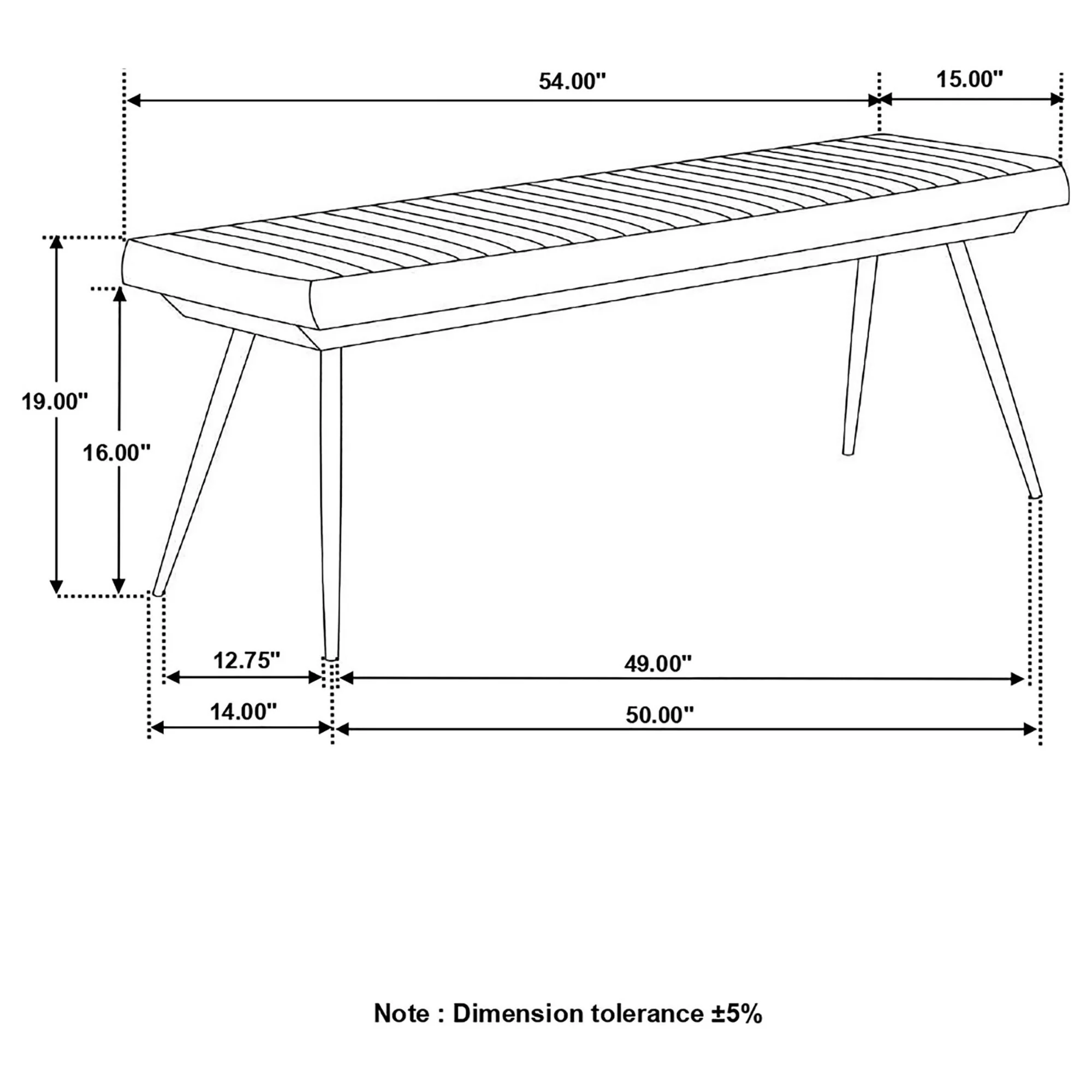 Tufted Cushion Side Bench With Tapered Legs - Image 10