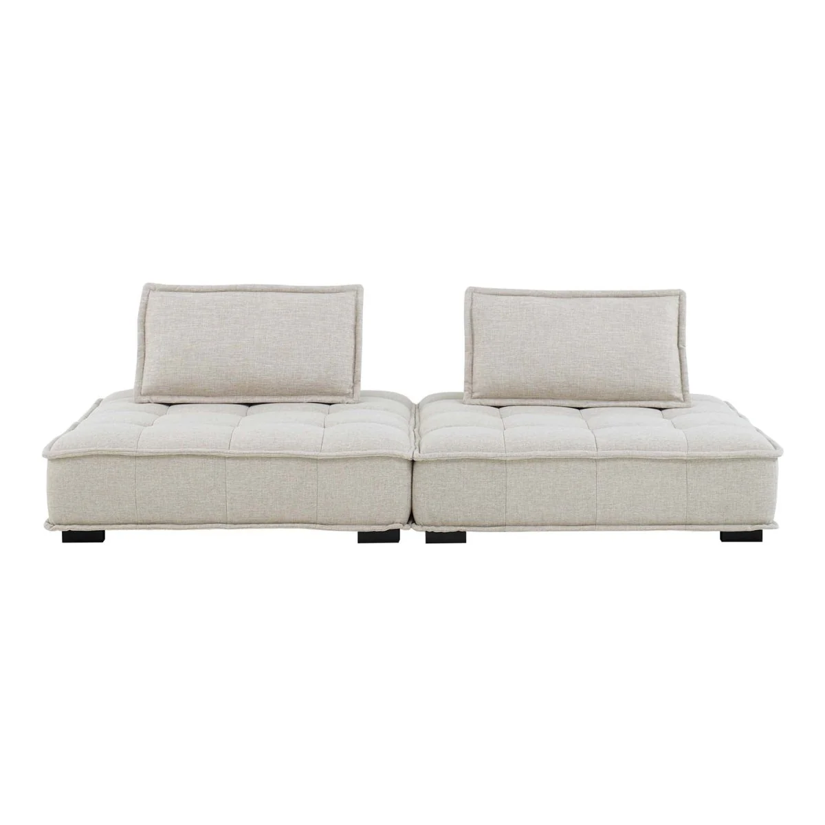 Tufted Fabric 2-Piece Armless Loveseat - Image 11