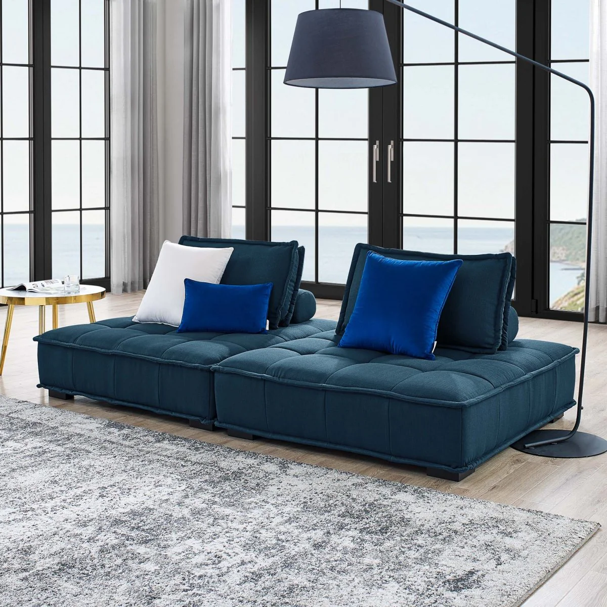Tufted Fabric 2-Piece Armless Loveseat - Image 6