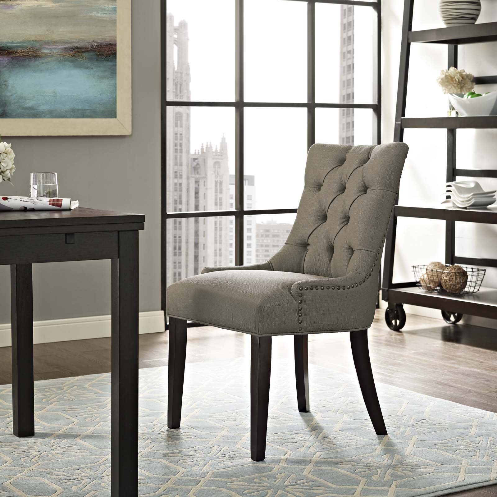 Tufted Fabric Dining Chair with Nailhead Trim - Image 12