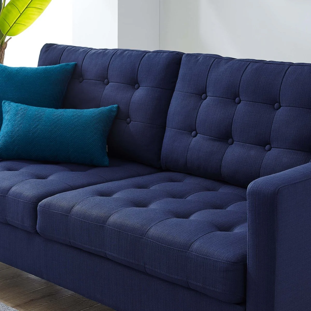 Tufted Fabric Sofa with Rounded Edges - Image 8