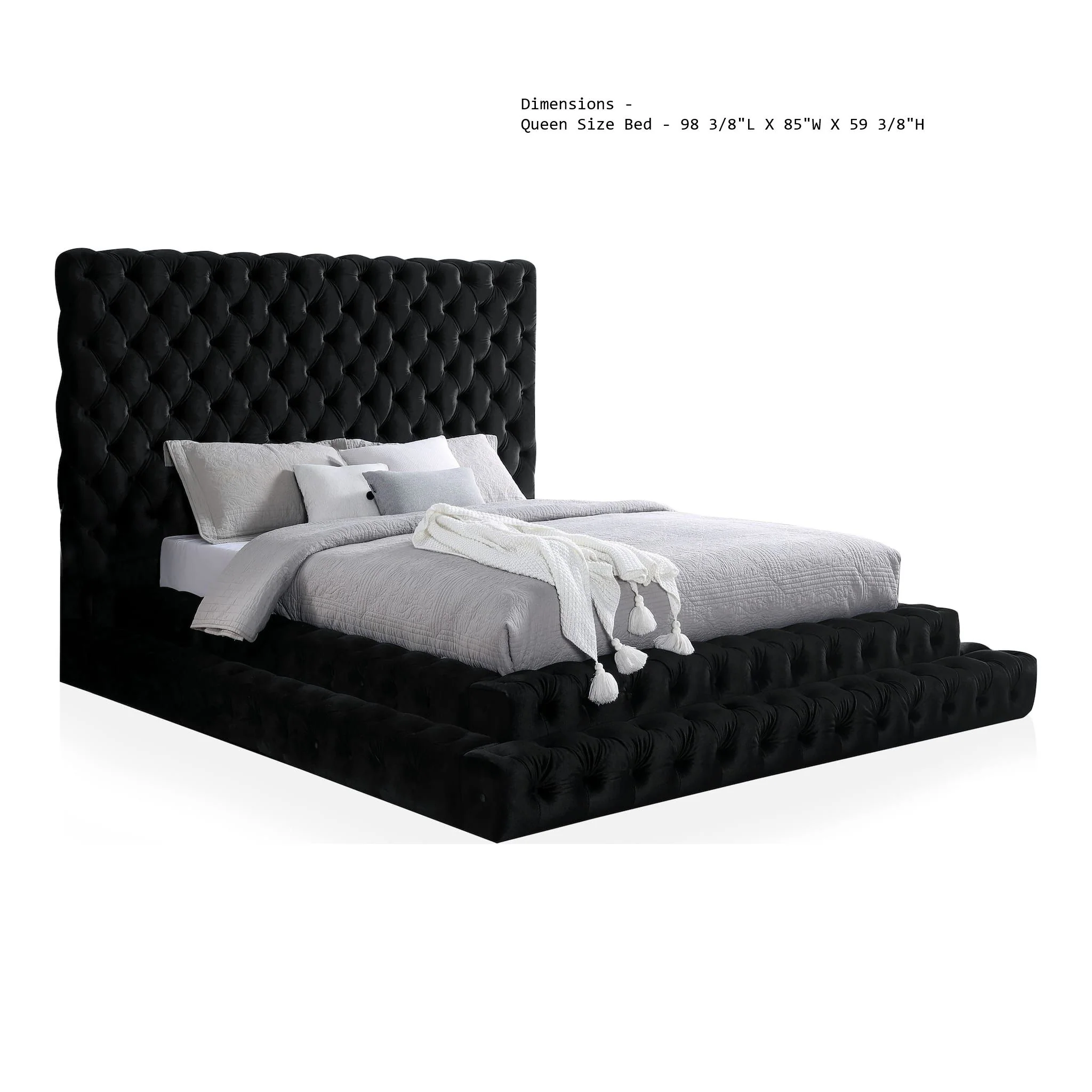 Tufted Oversized Headboard Platform Bed With Fully Upholstered Frame - Image 6