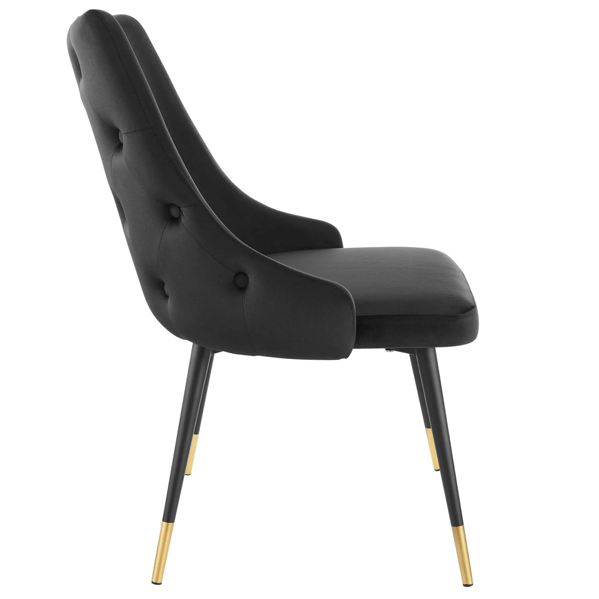 Tufted Performance Velvet Dining Side Chair with Tapered Legs - Image 3