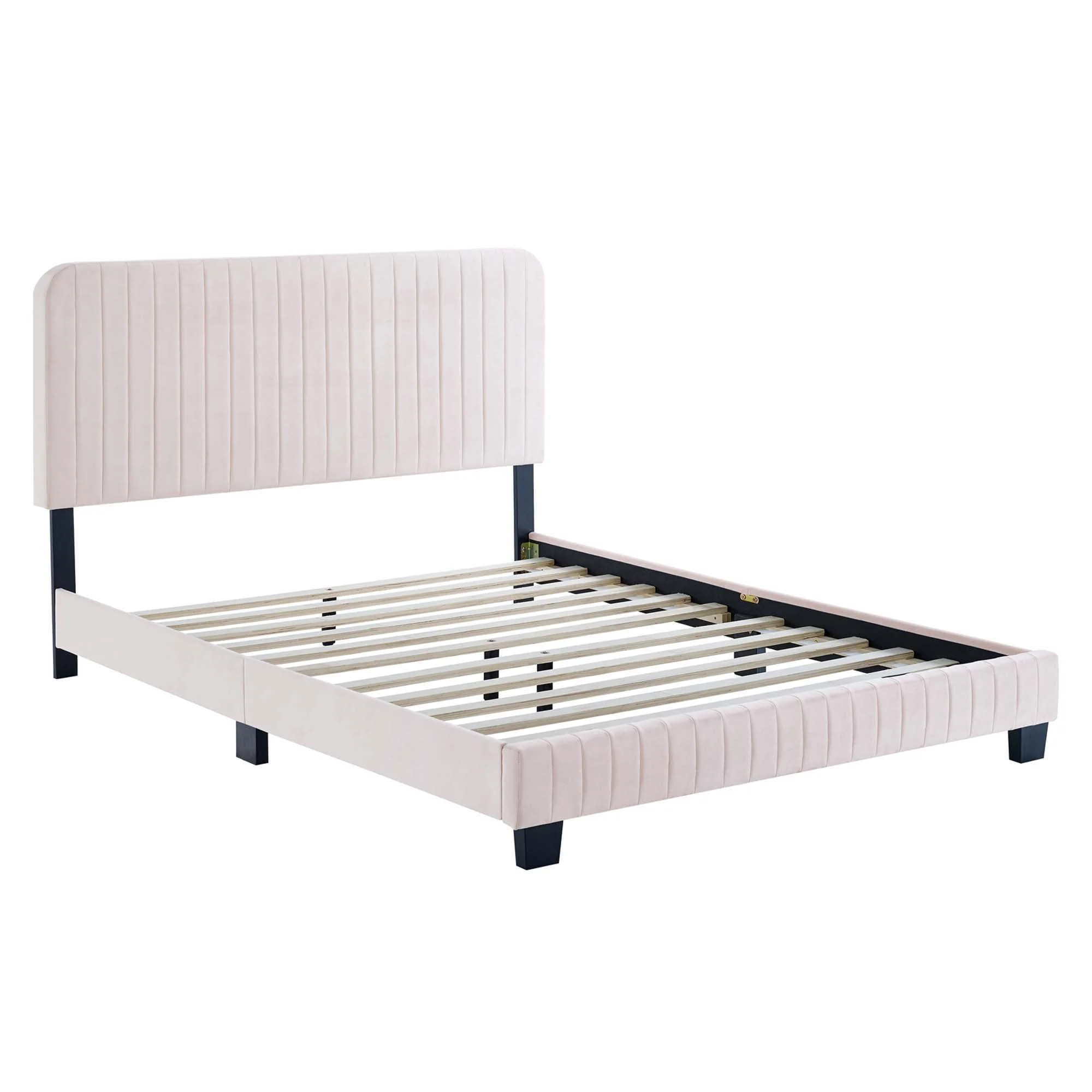 Tufted Performance Velvet Platform Bed - Image 3