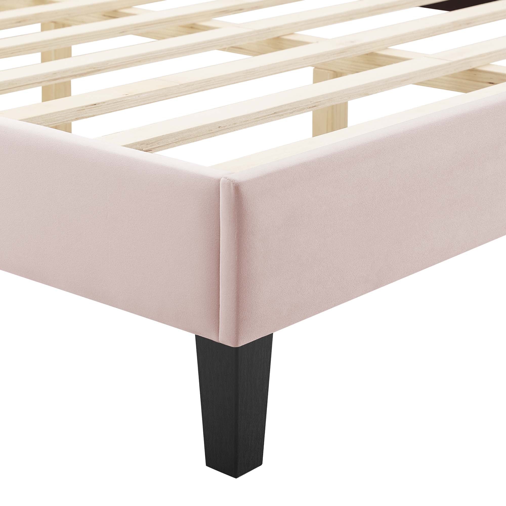 Tufted Performance Velvet Platform Bed with Nailhead Trim - Image 15