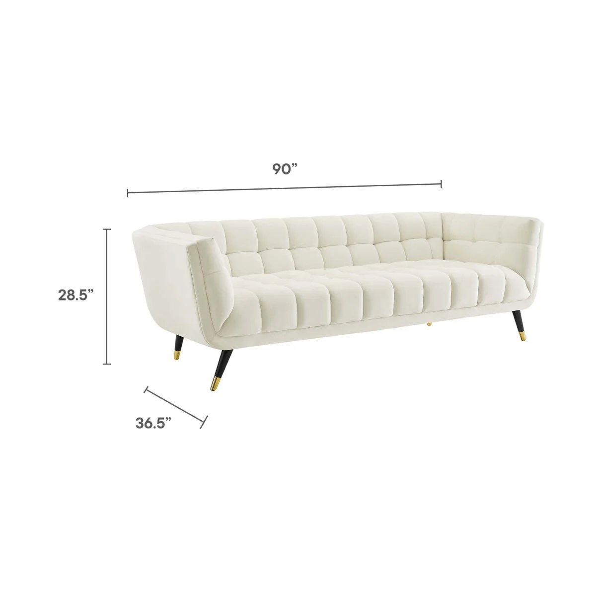 Tufted Performance Velvet Sofa with Flared Arms and Gold Accents - Image 9