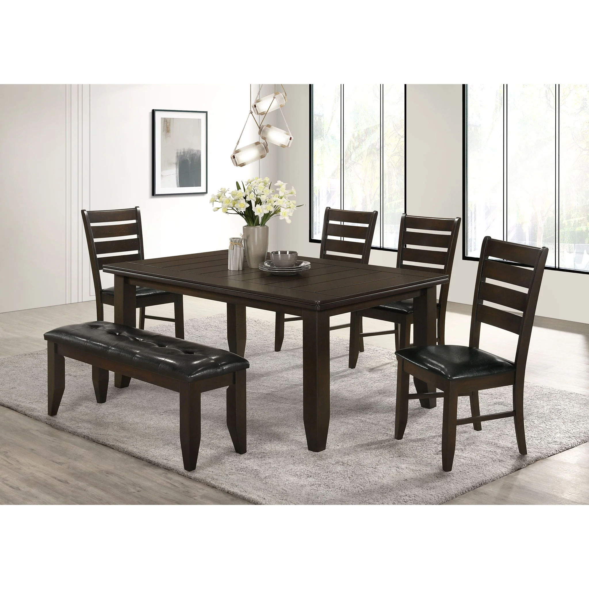 Tufted Upholstered Dining Bench - Brown - Image 4