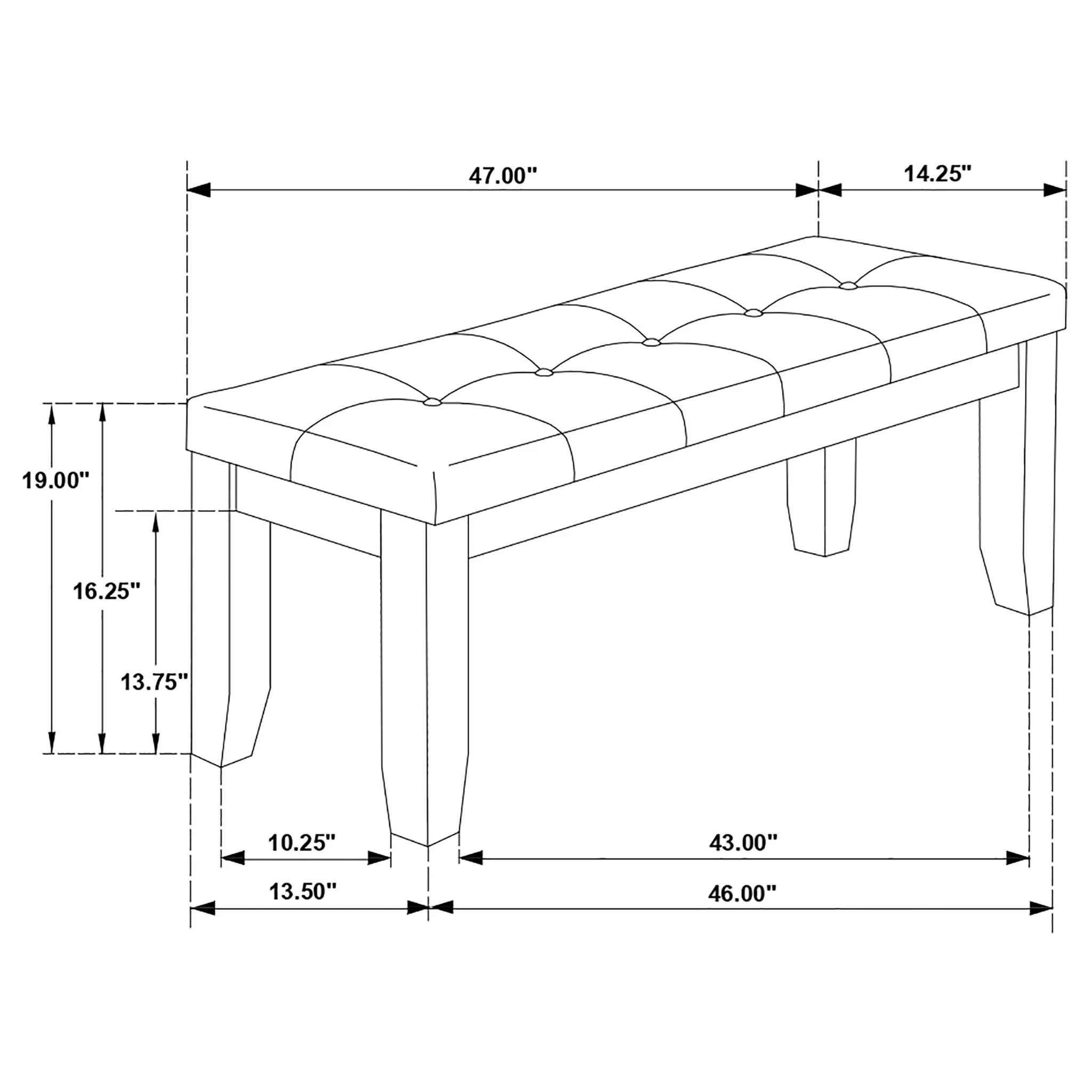 Tufted Upholstered Dining Bench - Brown - Image 6