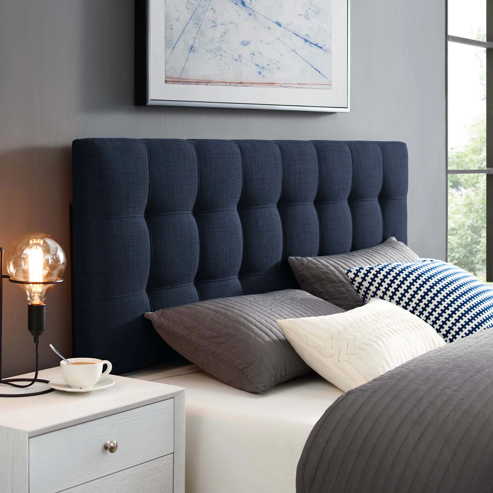 Tufted Upholstered Fabric Headboard - Image 82