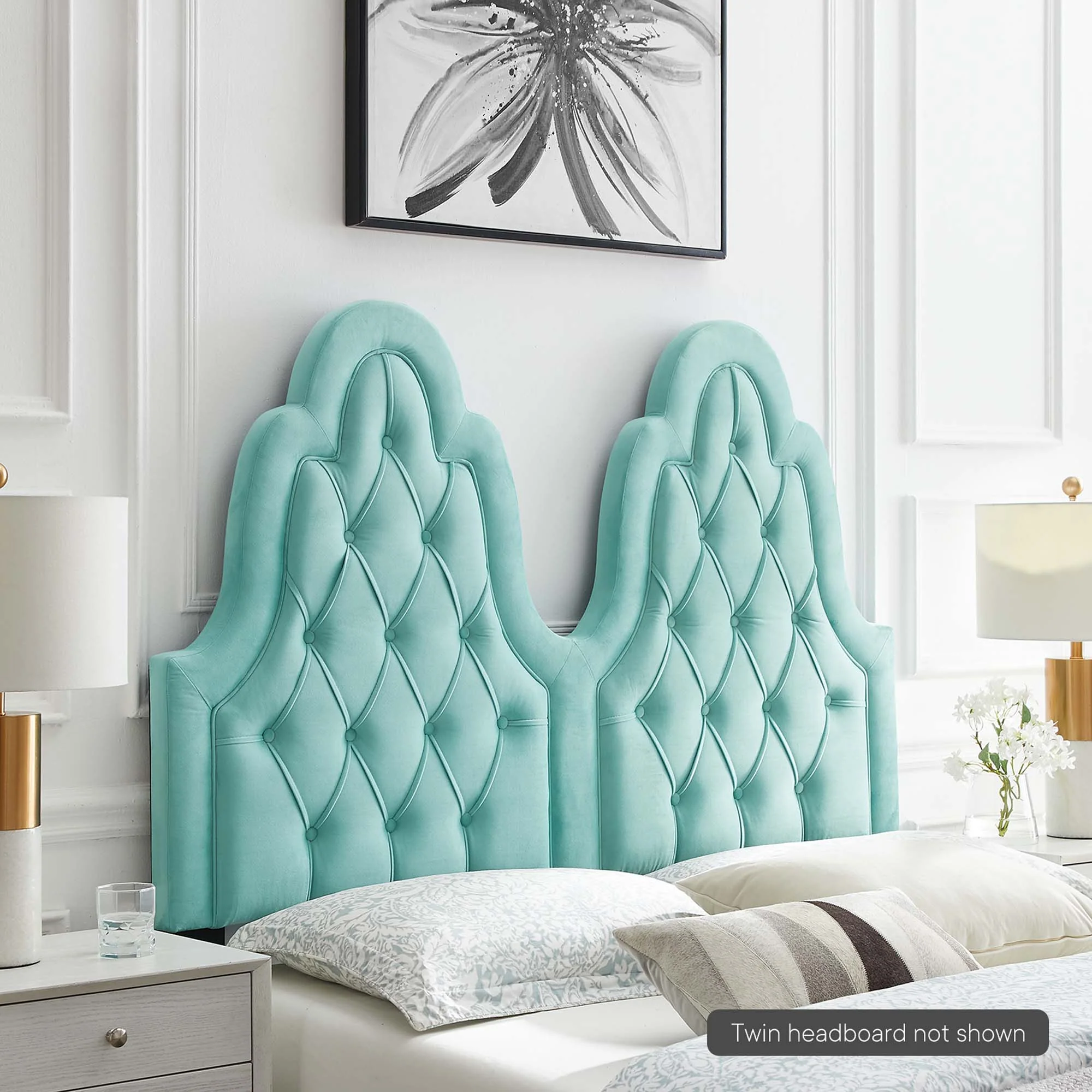 Tufted Upholstered Headboard with French Piping Detail - Image 20