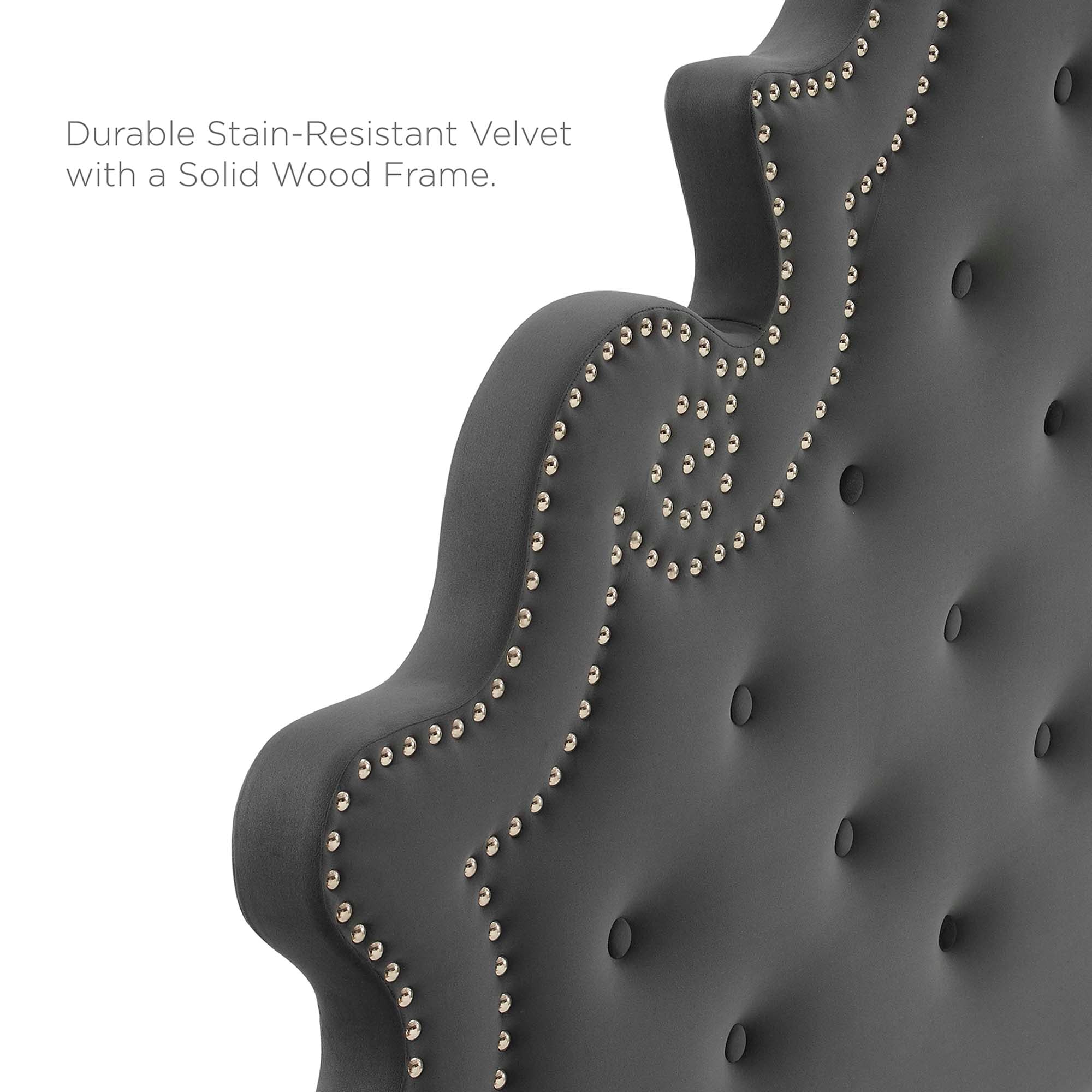Tufted Upholstered Headboard with Nailhead Trim - Image 8