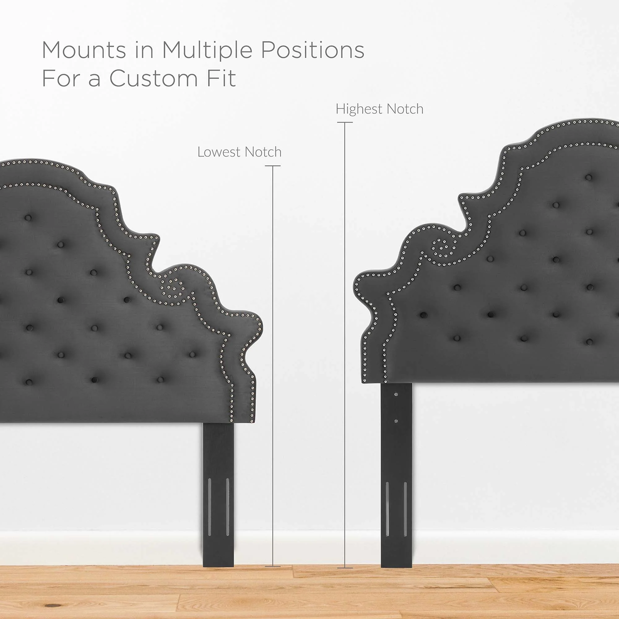 Tufted Upholstered Headboard with Nailhead Trim - Image 9