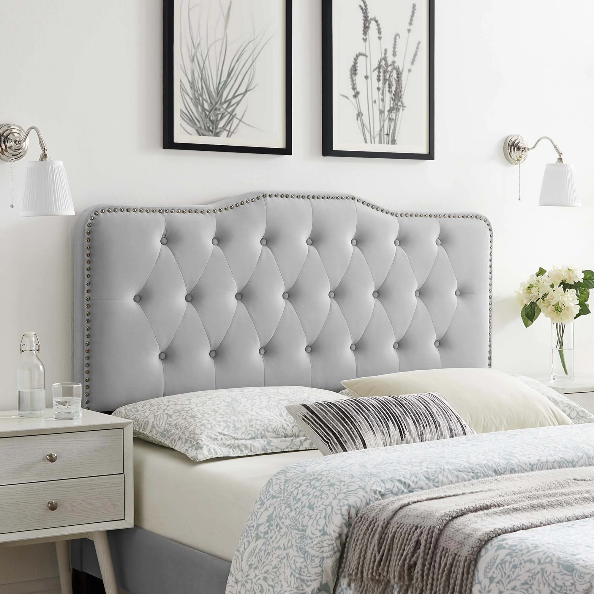 Tufted Upholstered Headboard with Nailhead Trim - Image 22