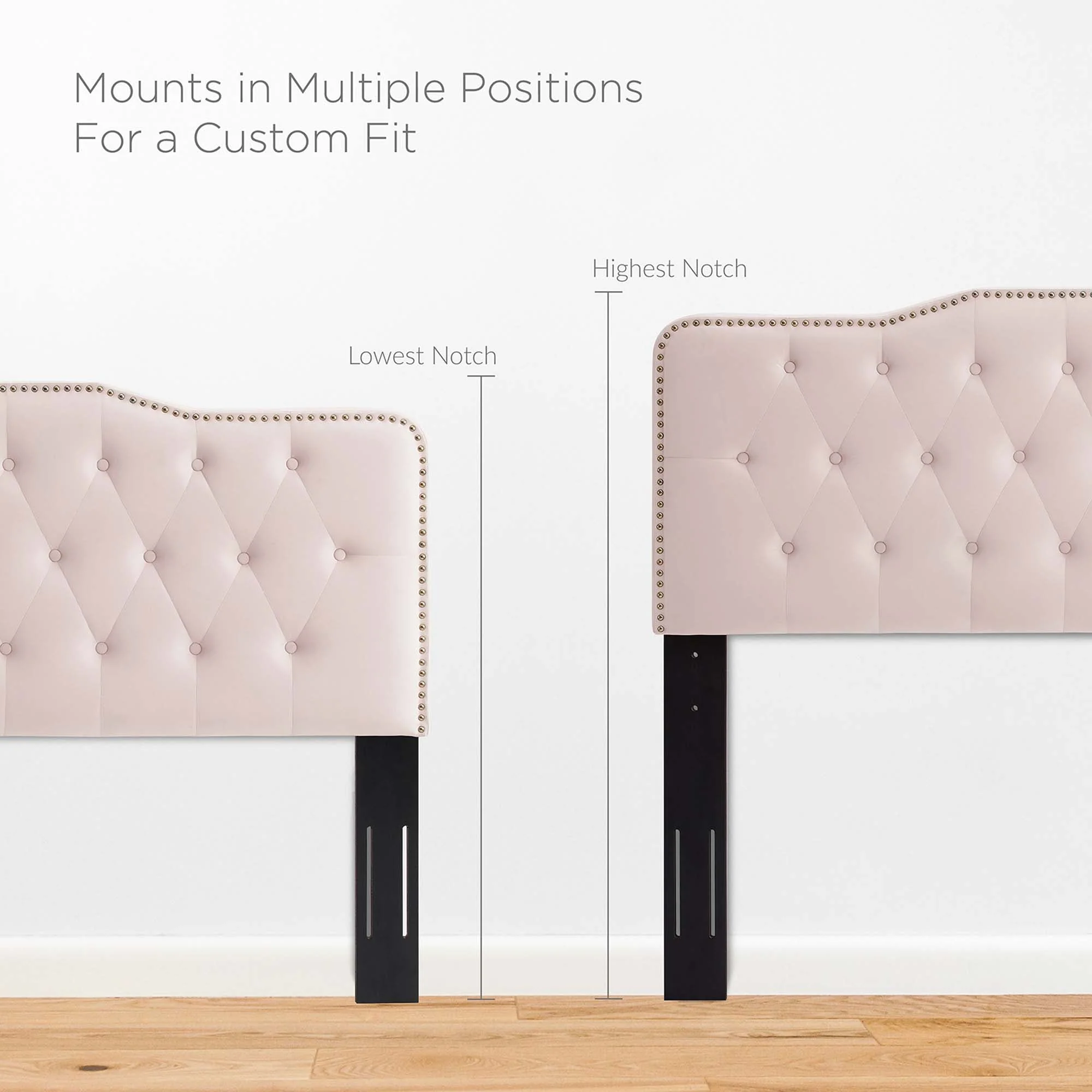 Tufted Upholstered Headboard with Nailhead Trim - Image 3