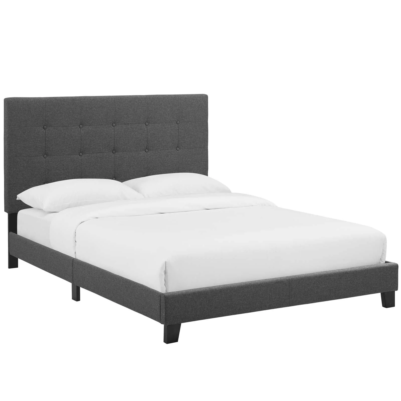 Tufted Upholstered Platform Bed with Button Detail - Image 16